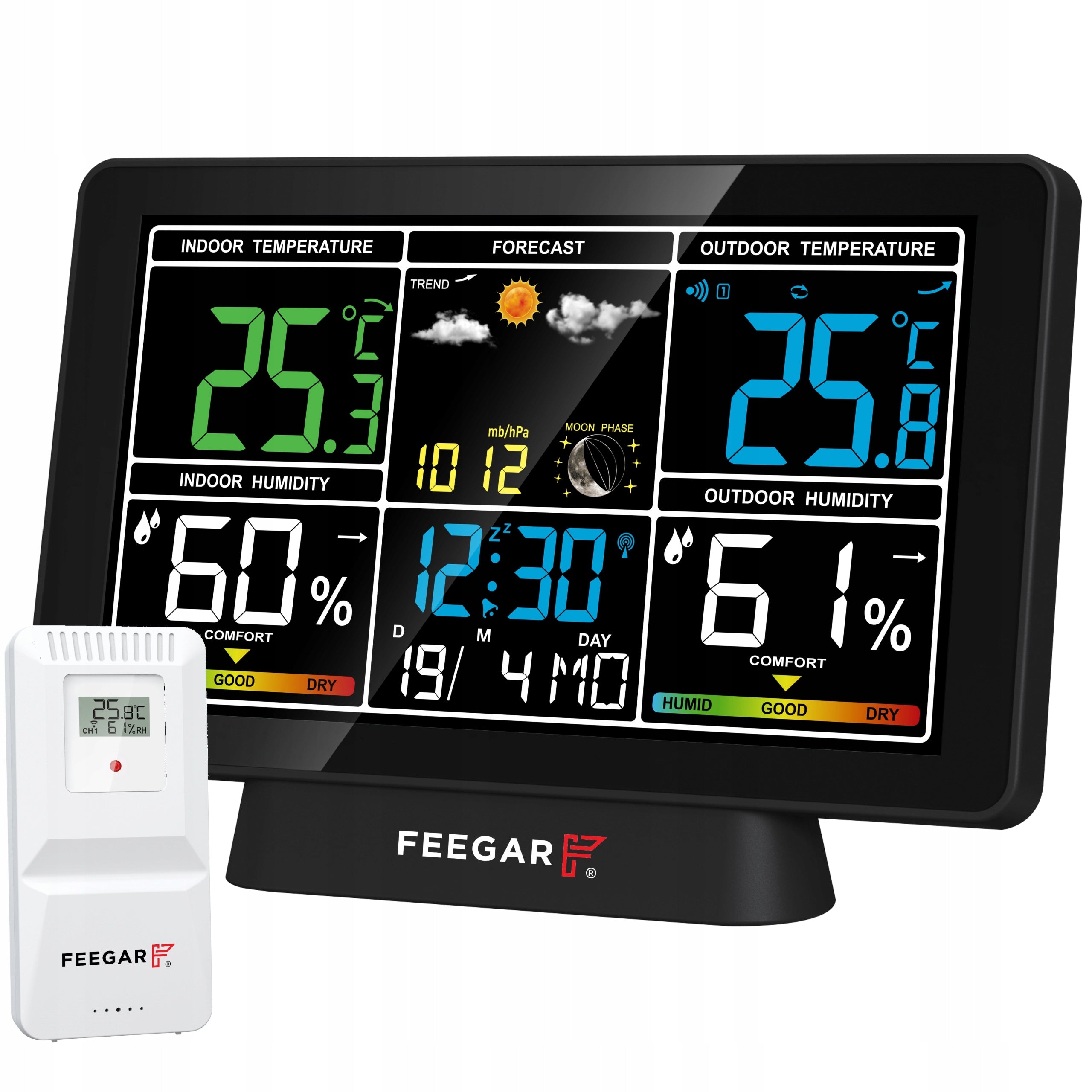 Weather station wireless Feegar LCD 7,5" Barometer Thermometer