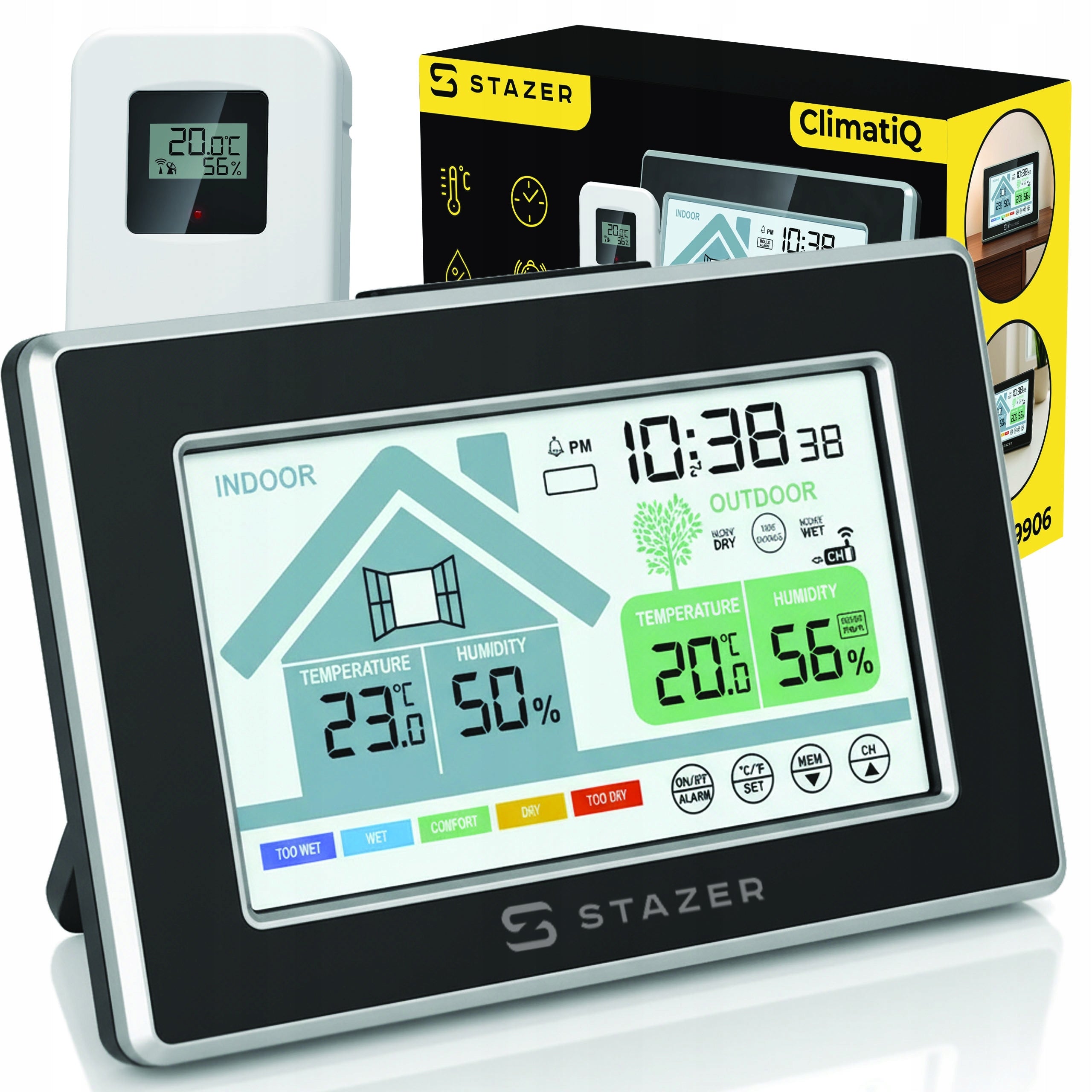Weather station wireless meteo thermometer hygrometer LED clock