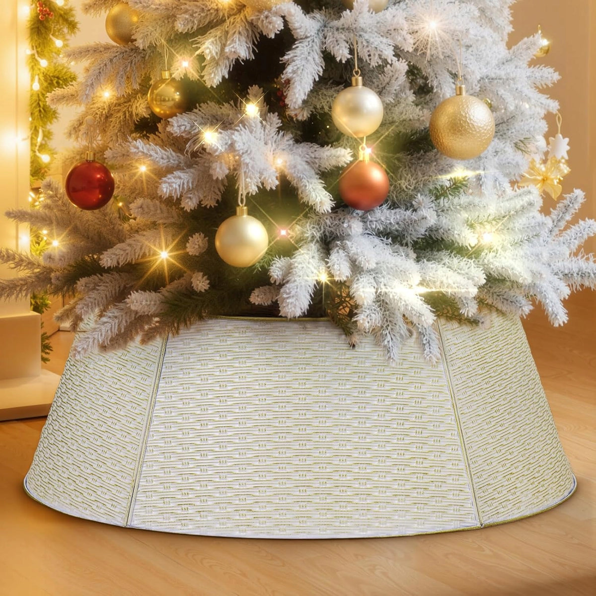 Weatherproof Metal Christmas Tree Collar – White 70cm