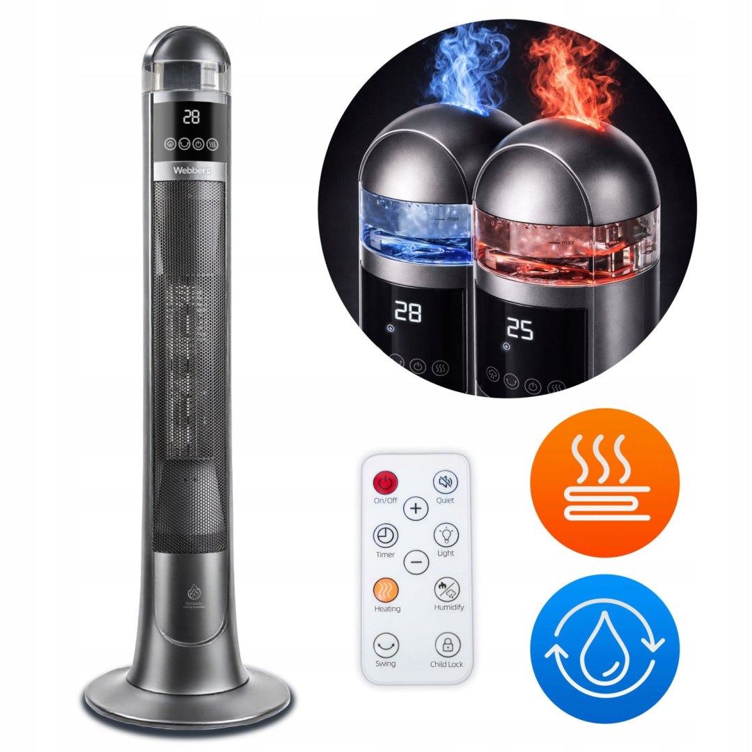 Webber ETNA TH2200G Column Ceramic Heater with Humidifier