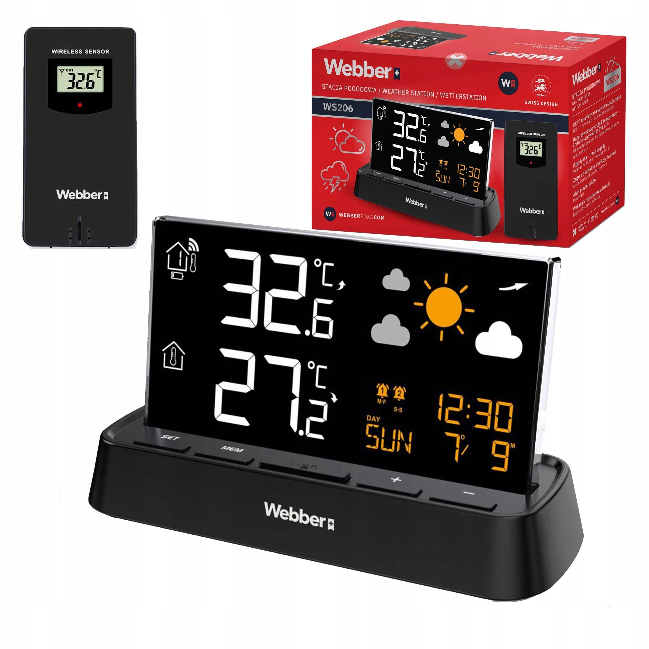 Webber WS206 Wireless Weather Station with Alarm Clock and DCF