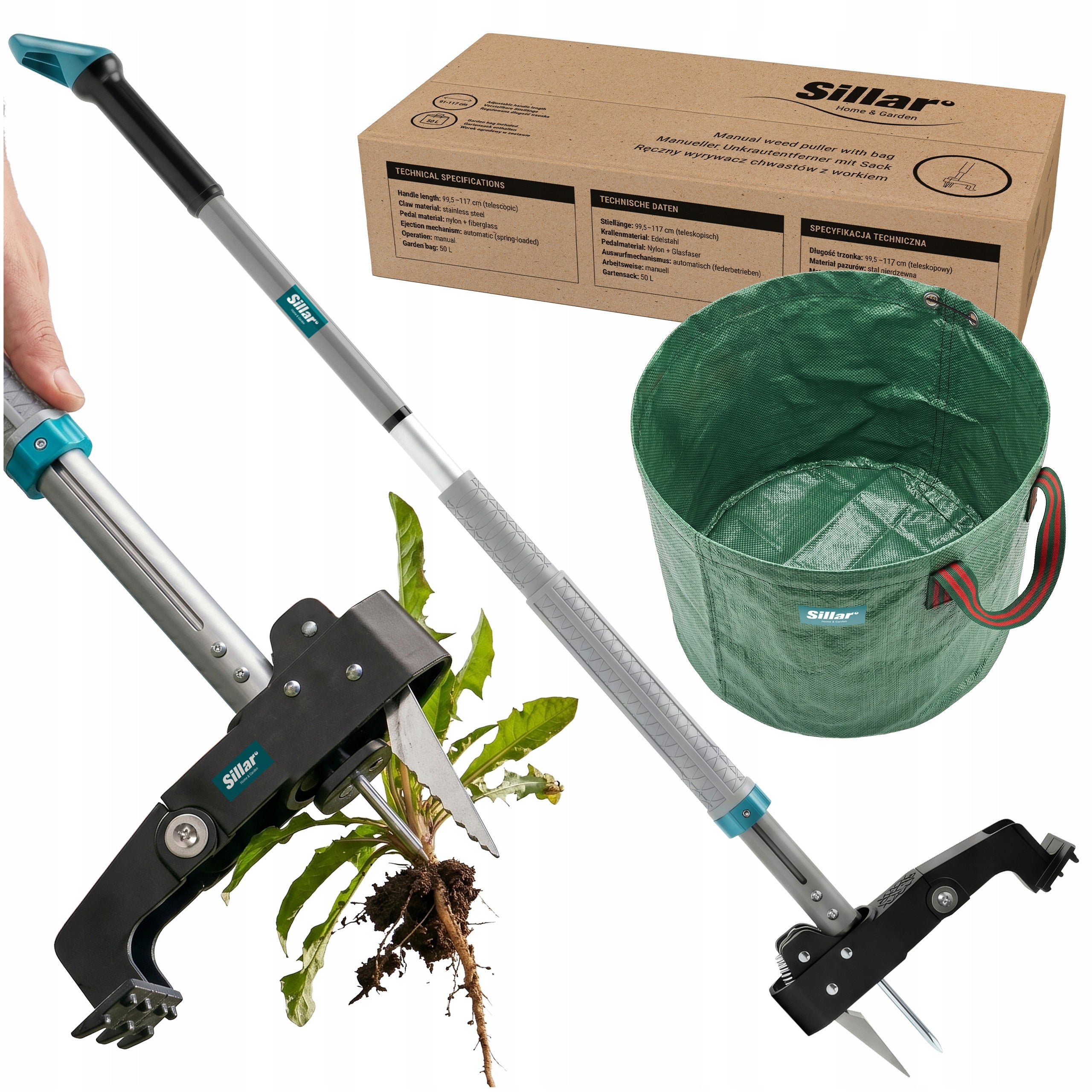 Weed Puller Telescopic Handheld Cutter Adjustable Metal Garden