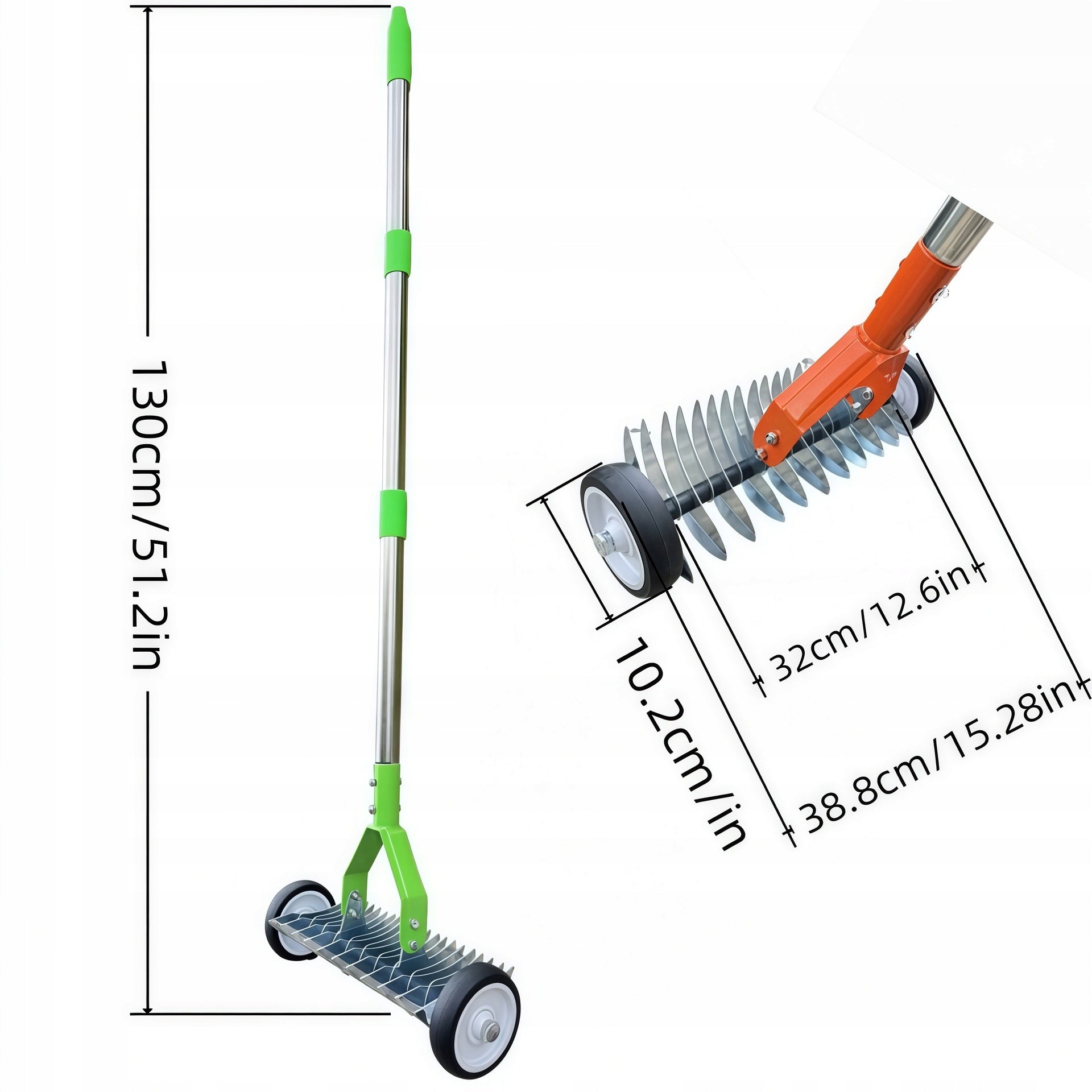 Weed Rake Leaf Rake Garden Cleaner Rake Wheeled Cultivator