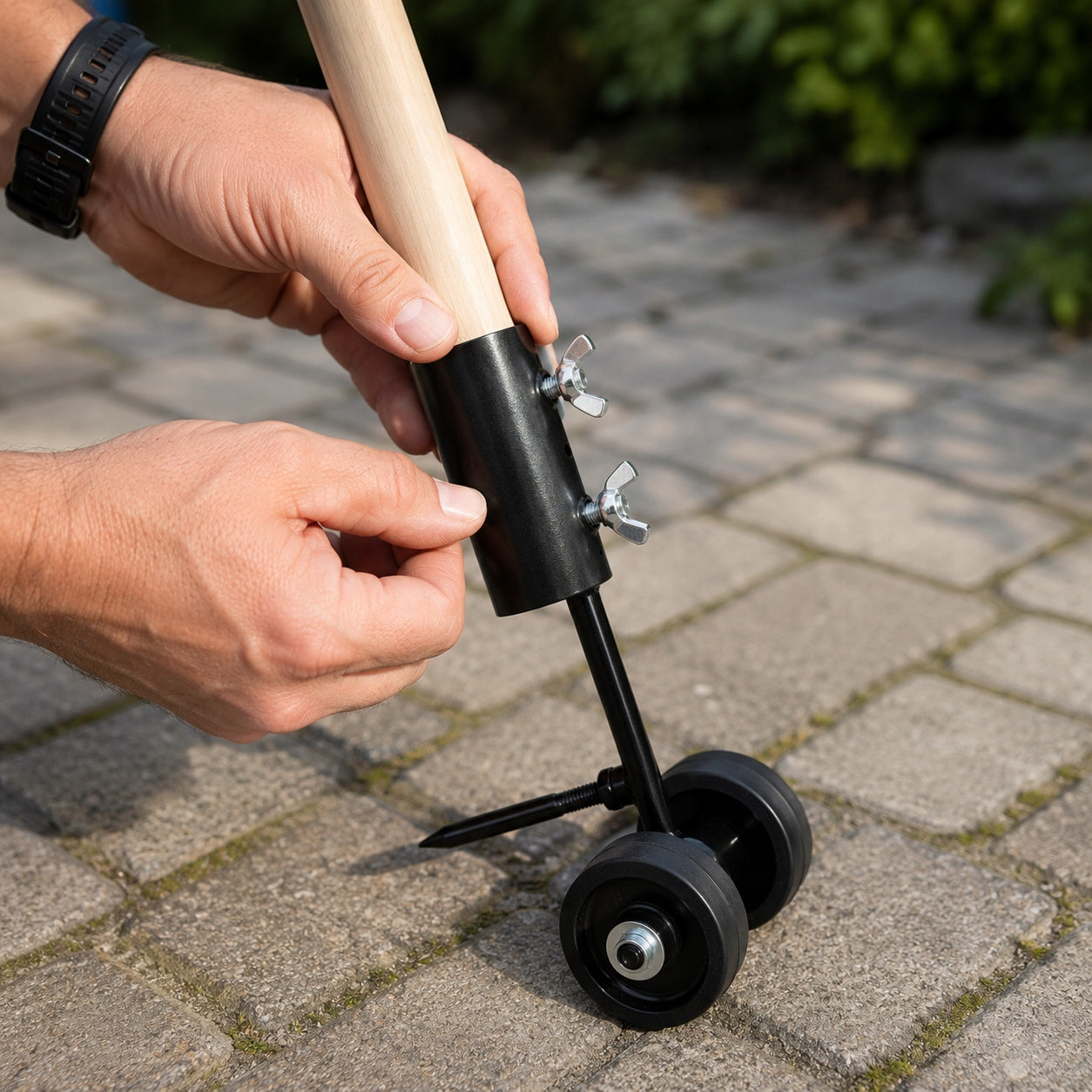 Weed Scraper on Wheels Metal Weed Scraper for Moss Cube Brand Heckermann