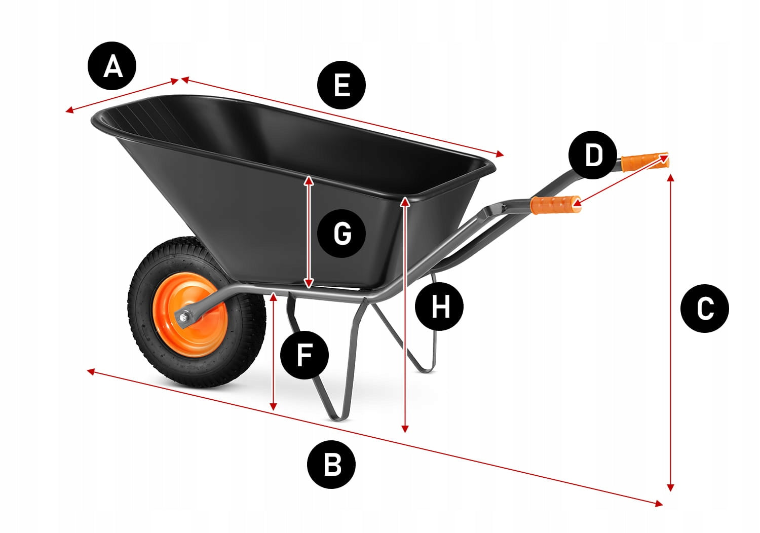 Welded garden wheelbarrow HIGHER PVC bowl HIGHER 150L 210kg Product weight with unit packaging 17 kg
