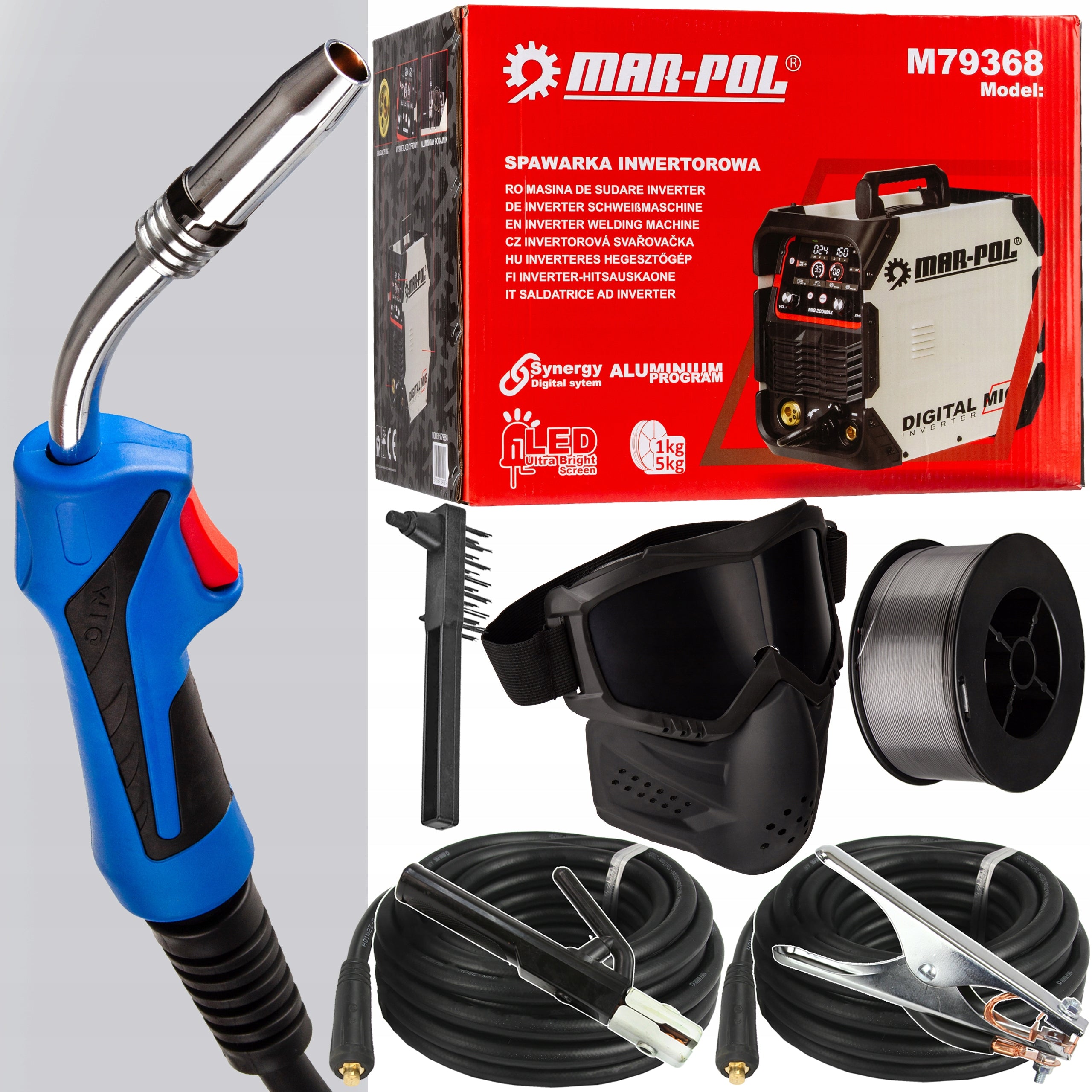 Welding machine for ALUMINUM / STEEL Synergy 250A inverter MIG MMA TIG migomat Welding methods MIG/MAG MMA TIG