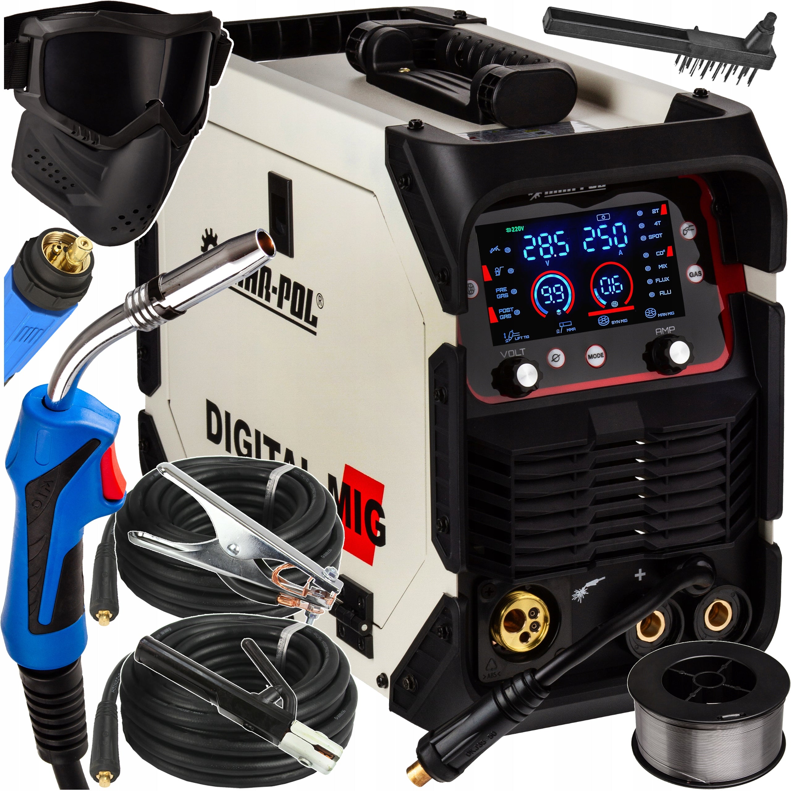 Welding machine for ALUMINUM / STEEL Synergy 250A inverter MIG MMA TIG migomat