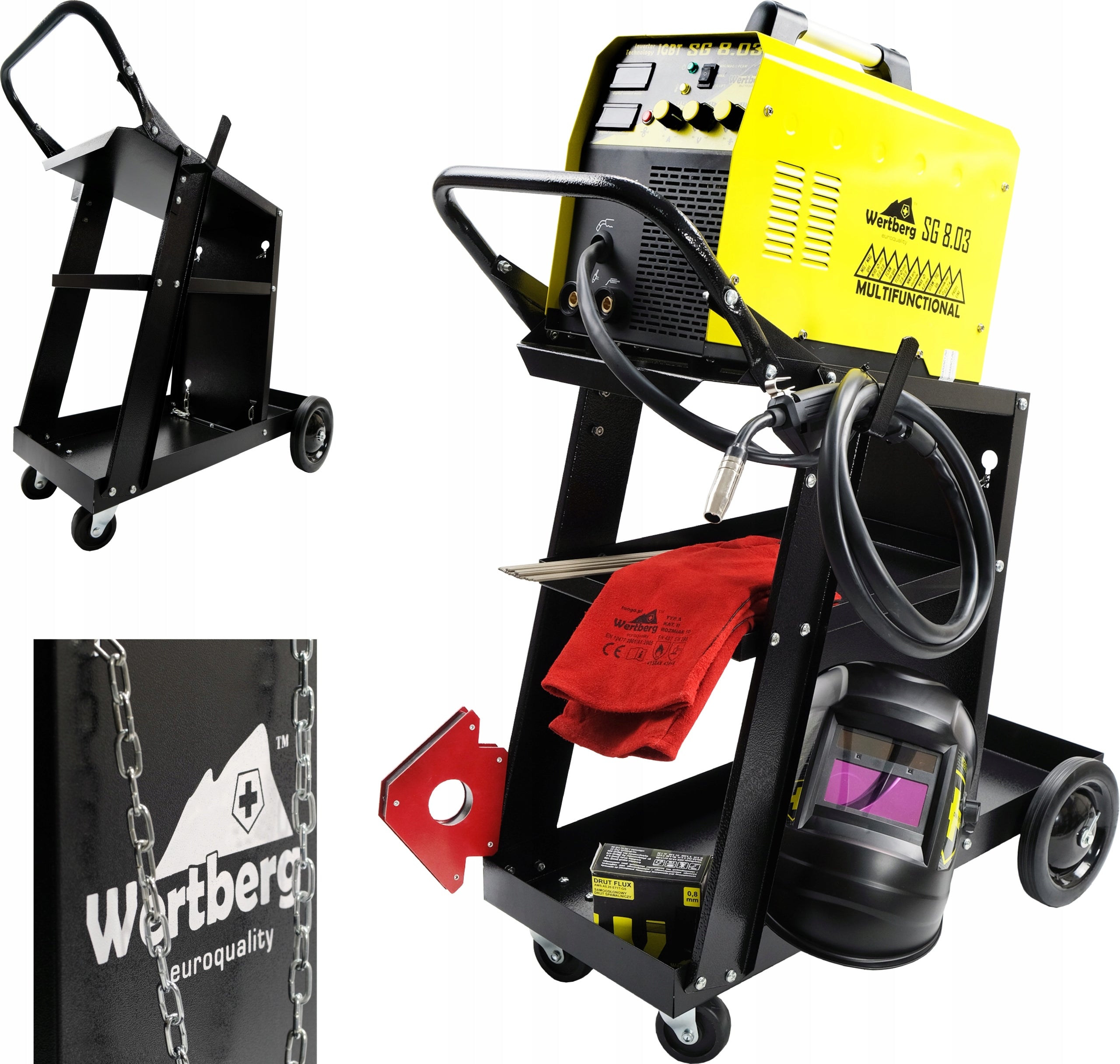 Welding trolley with cylinder space - steel wheels | reinforced | 85 kg Brand no brand