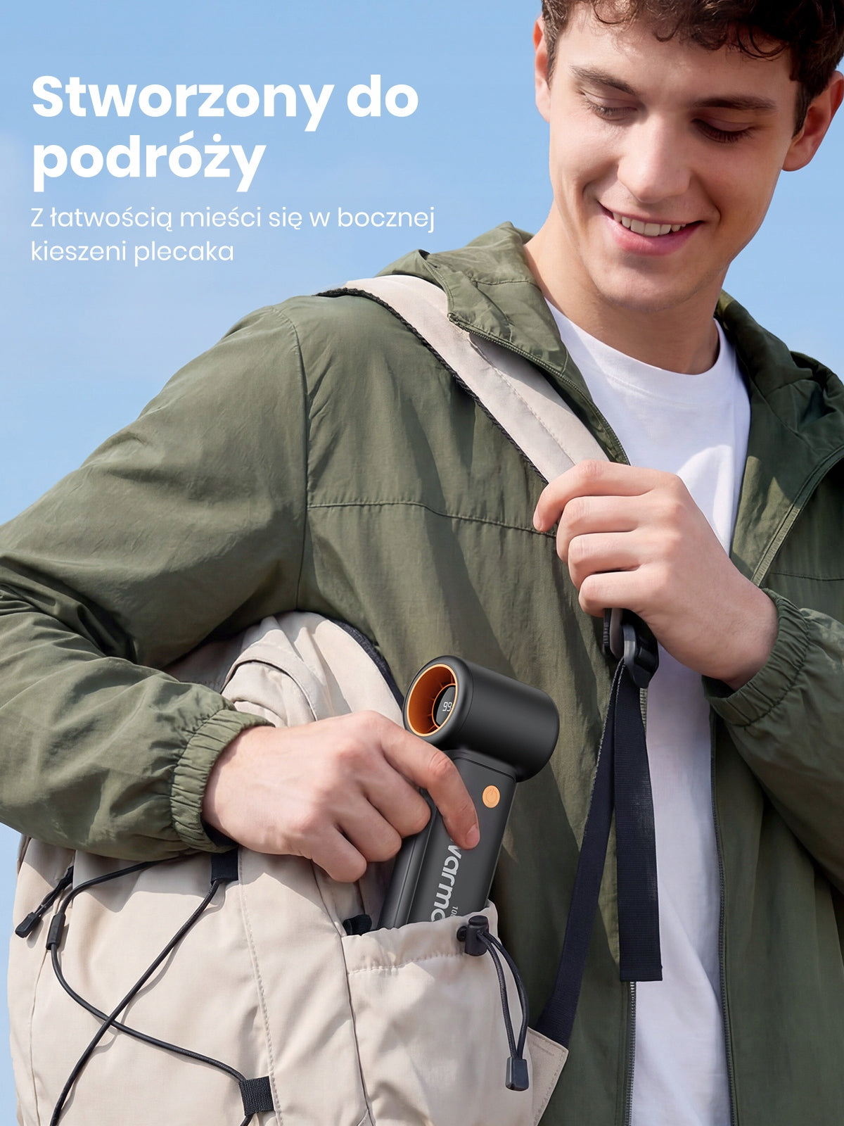 Wentylator Biurkowy Ręczny Warmco Przenośny 2w1 z Podstawką Mocny 10000mAh Fan type mini