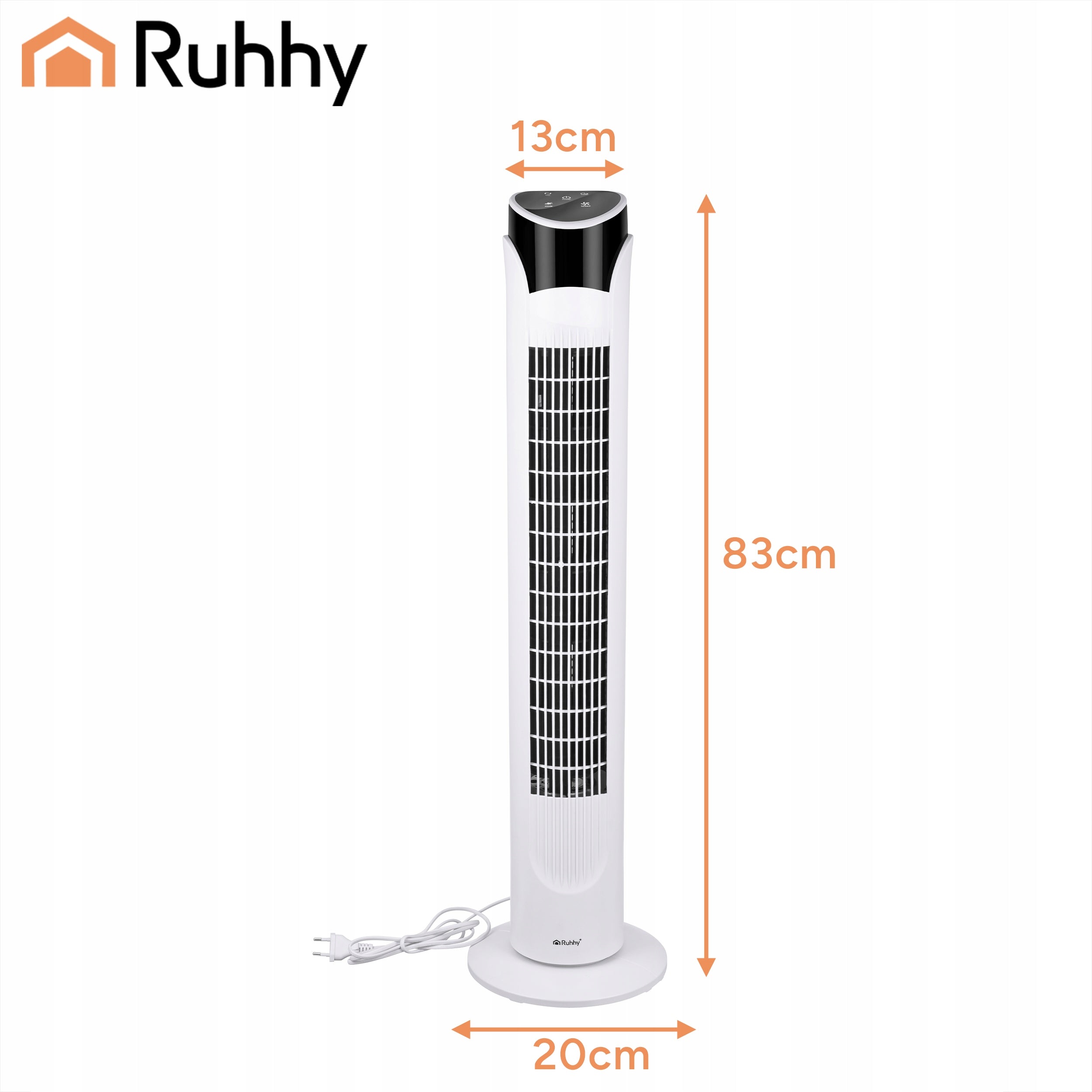 Wentylator Kolumnowy Cichy Stojący 83cm Wiatrak Podłogowy Pilot + LED Biały Rodzaj wentylatora kolumnowy