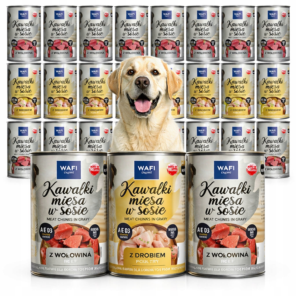 Wet Food for Dogs Wafi Pieces of Meat in Sauce 24x415G Can Shepherd Manufacturer code WAFI karma dla psa