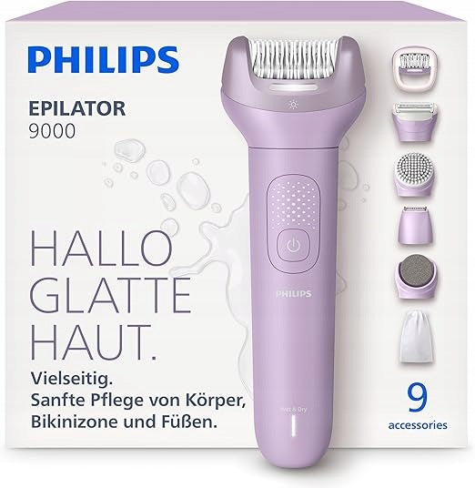 Wet and dry wireless epilator Philips 9000 BRE728/00 + 9 attachments