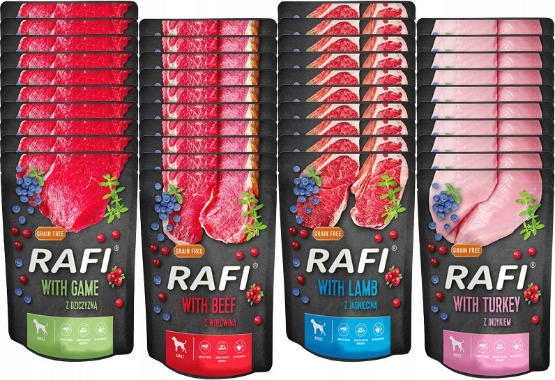 Wet dog food RAFI PREMIUM sachets MIX OF FLAVORS 40x300g Manufacturer code Dolina Noteci RAFI karma mokra dla psa