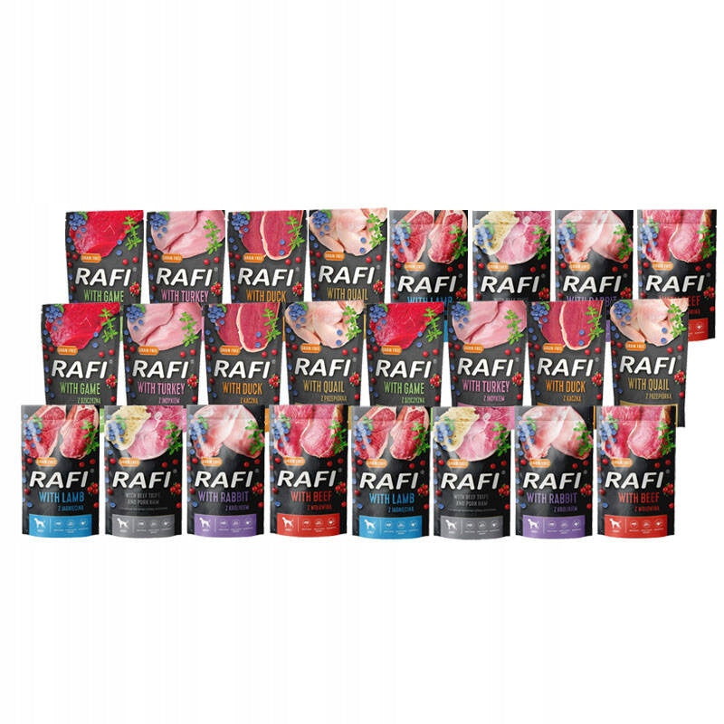 Wet food Rafi grain-free for adult dogs sachet 24 x 500 g