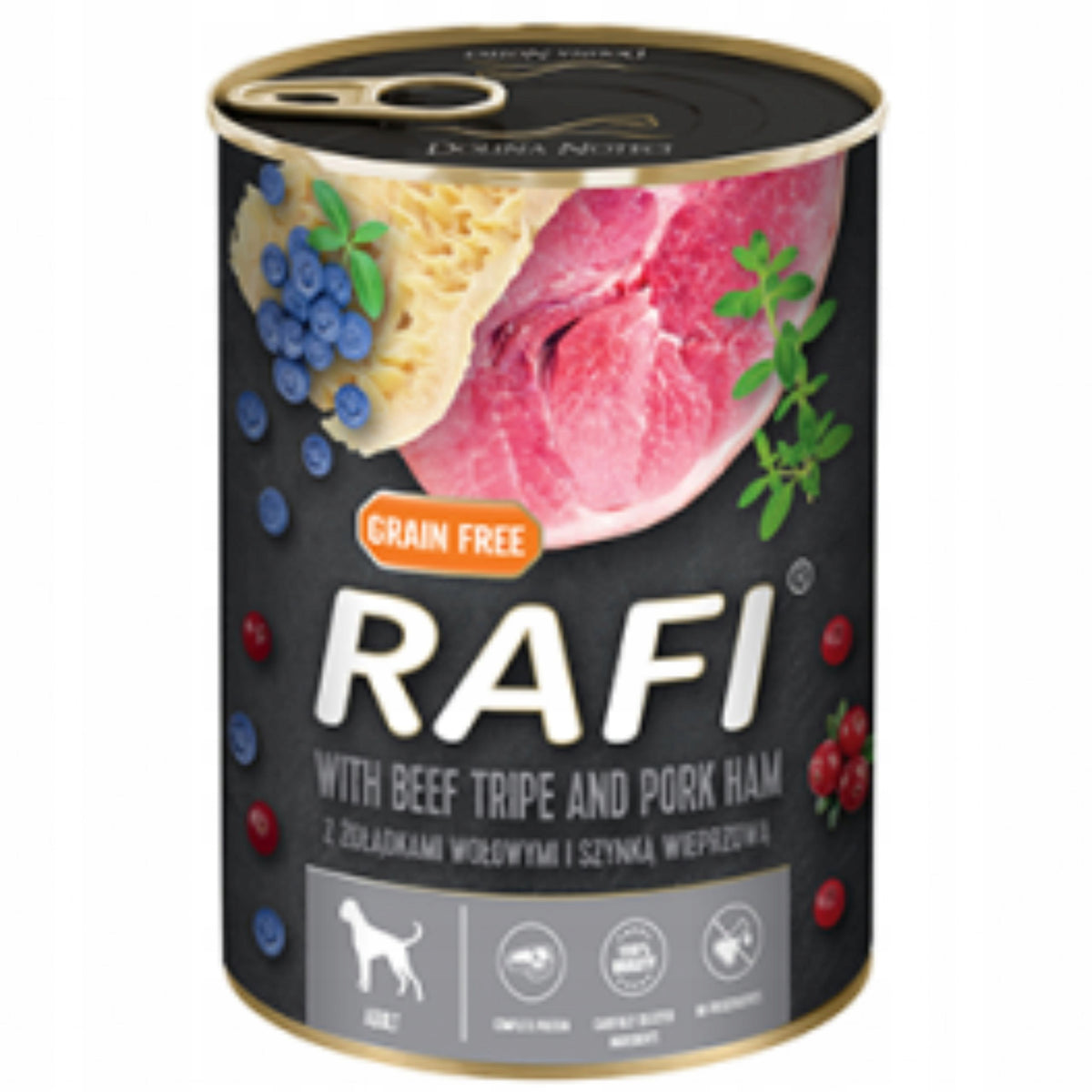 Wet food for dogs RAFI cans MIX 4 FLAVORS 24x400g Manufacturer code 5904125433444