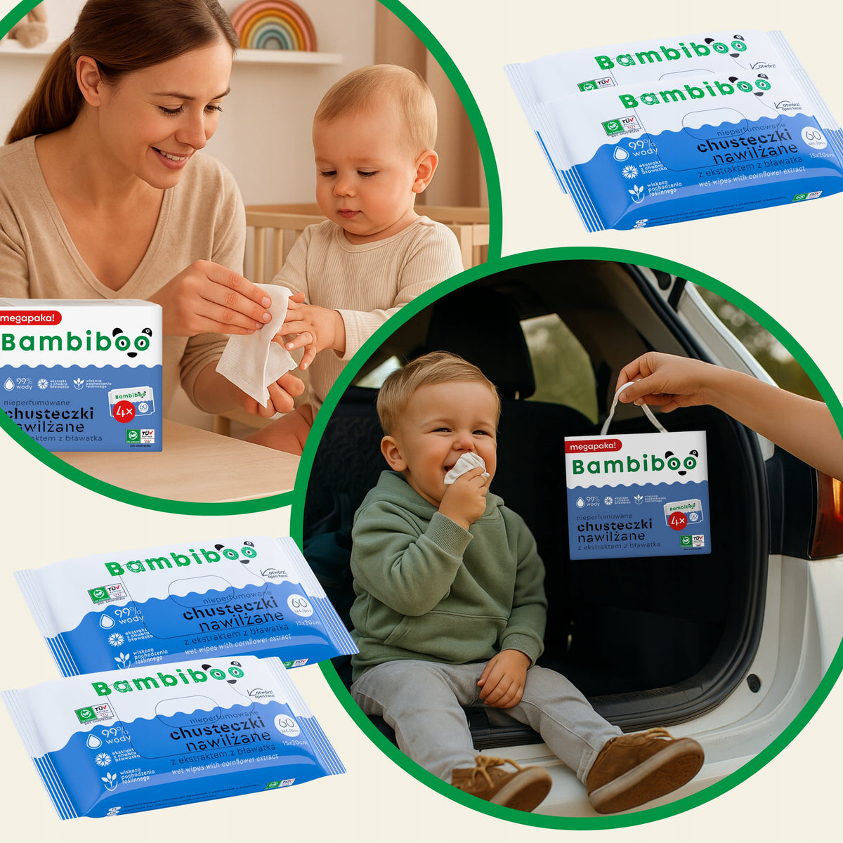 Wet wipes Bambiboo 4x60pcs. 240 With Clown Extract 99% water Brand Bambiboo