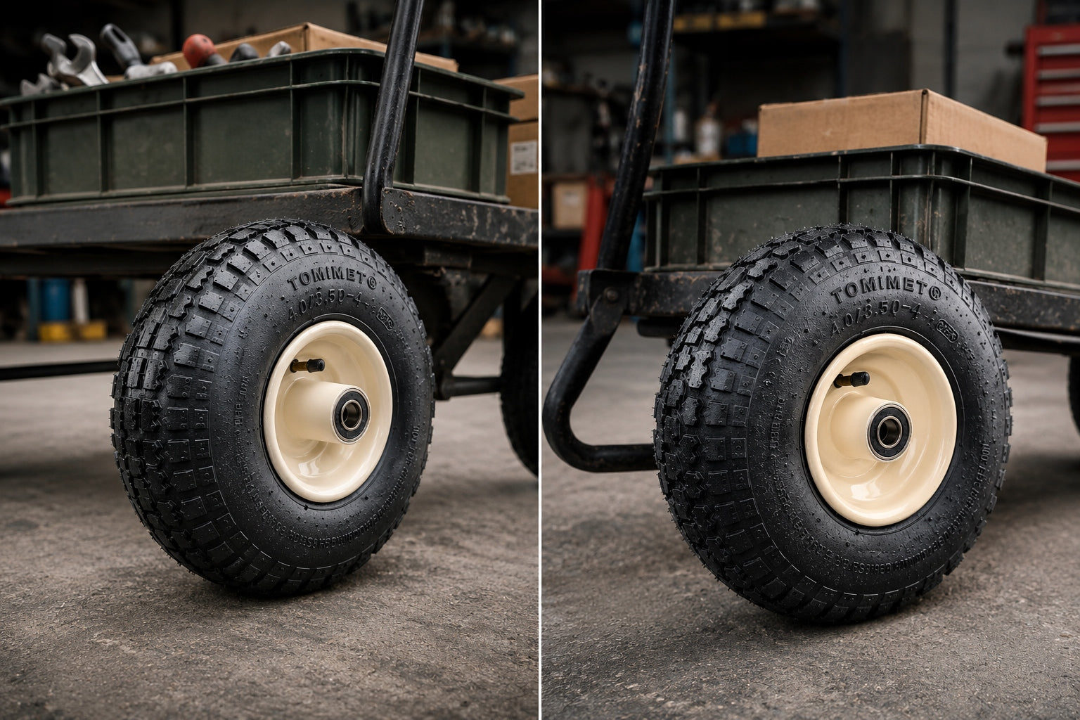 Wheel for transport trolley 4.10/3.50-4 4PR hole 16mm solid strong Manufacturer code KO-4103504-4PR-FI16