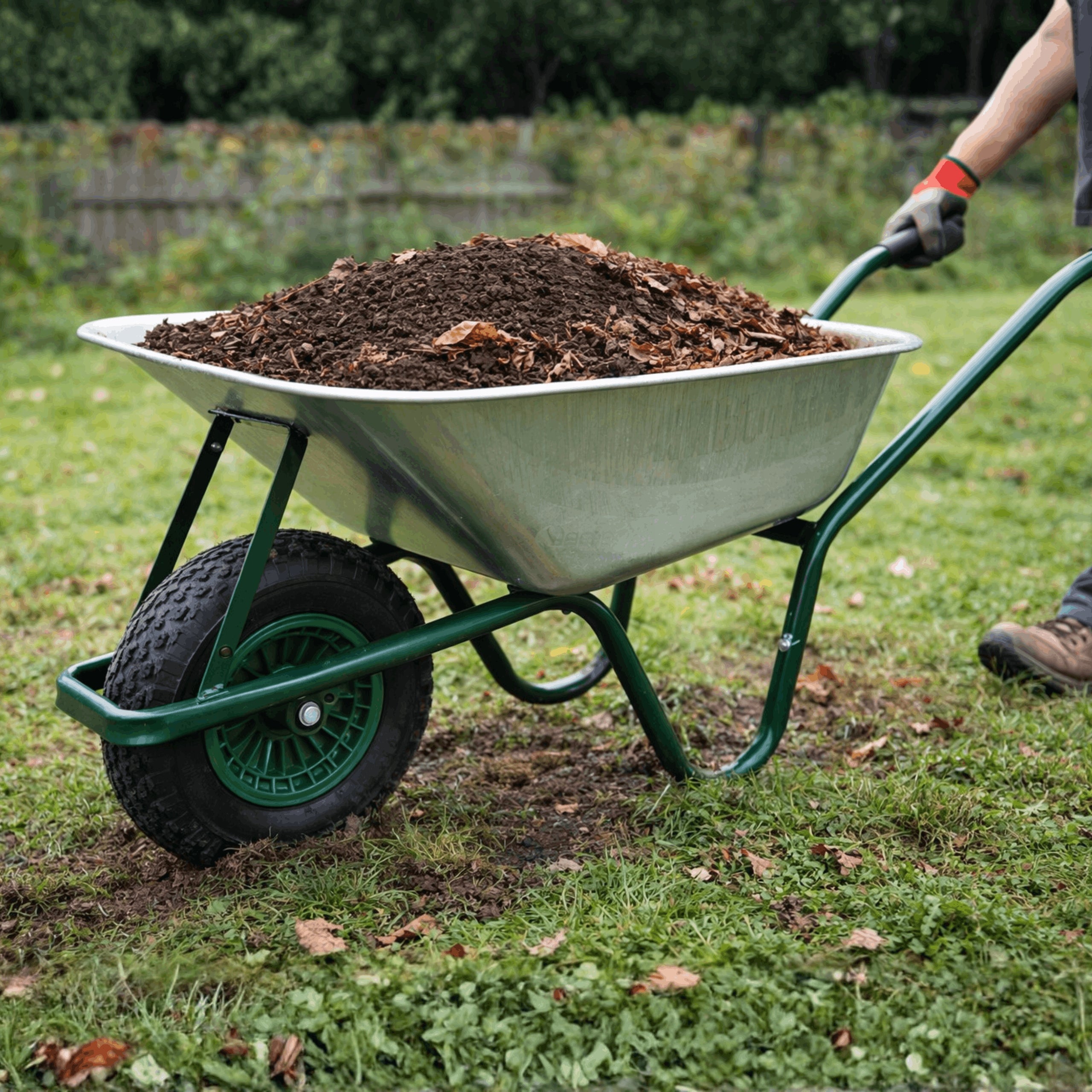 Wheelbarrow 100L Load Capacity 250kg Galvanized Steel Garden Pneumatic Wheel Packaging status original