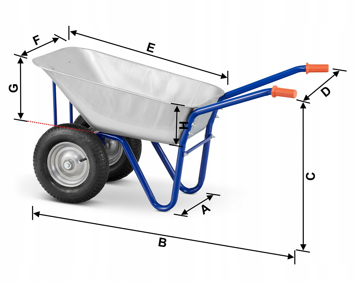 Wheelbarrow construction cradle galvanized KPGD-567/1 140 L / 250 kg Customs tariff code 87168000