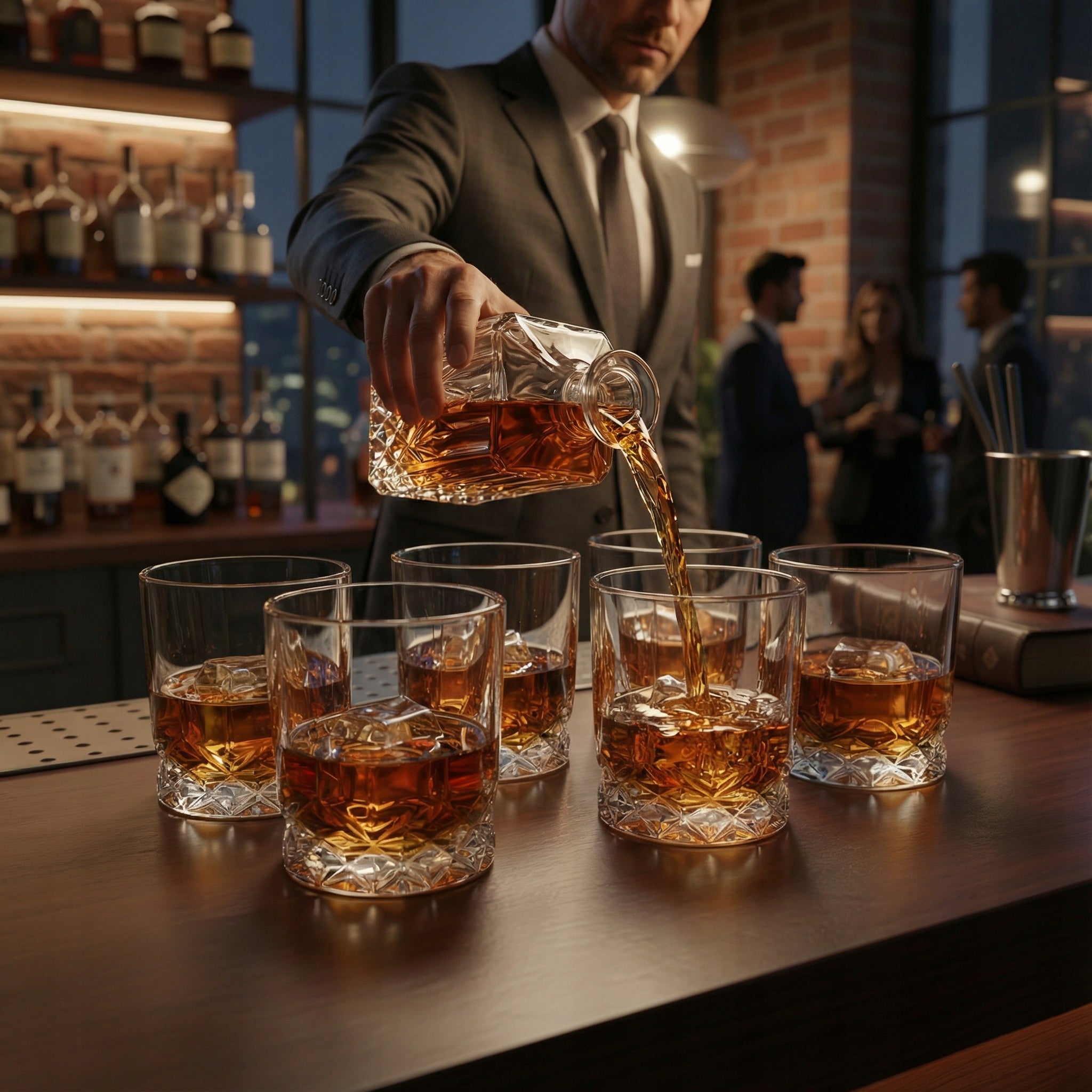 Whiskey Drink Decanter Gift Set for Man Guy 6 Glasses Manufacturer SUPERO