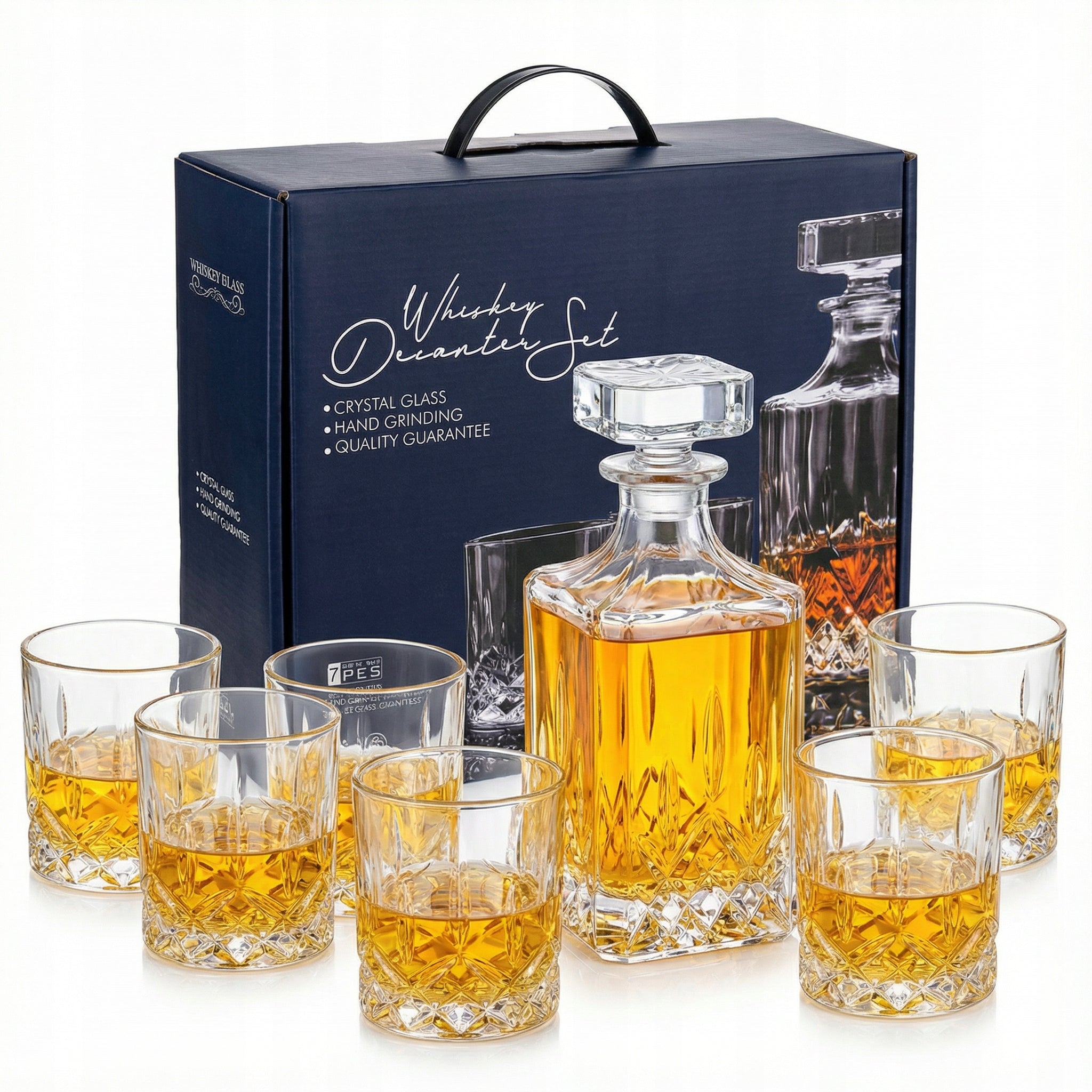 Whiskey Drink Decanter Gift Set for Man Guy 6 Glasses