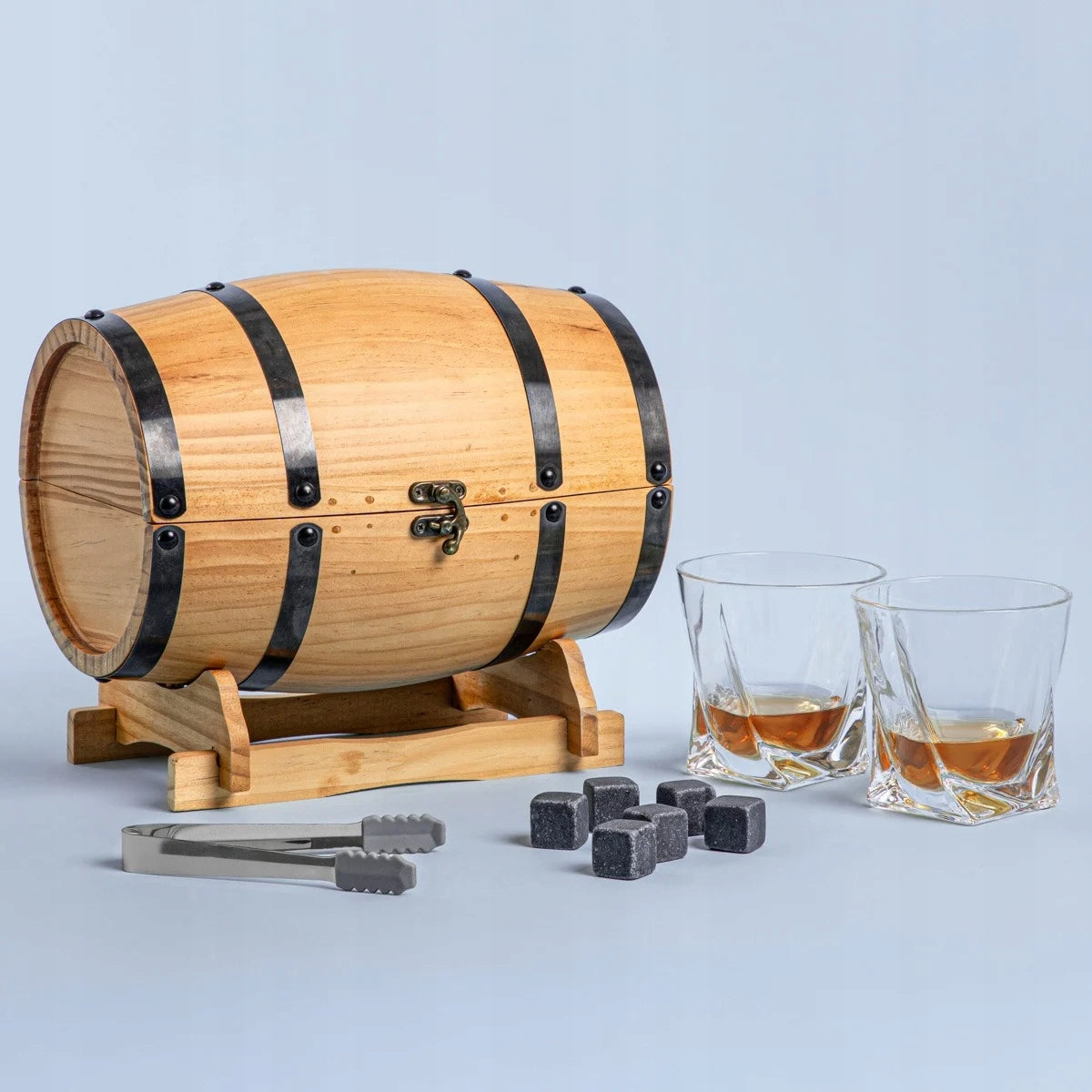 Whiskey set barrel glasses cubes pliers GIFT 4 el. HOMLA Packaging status original