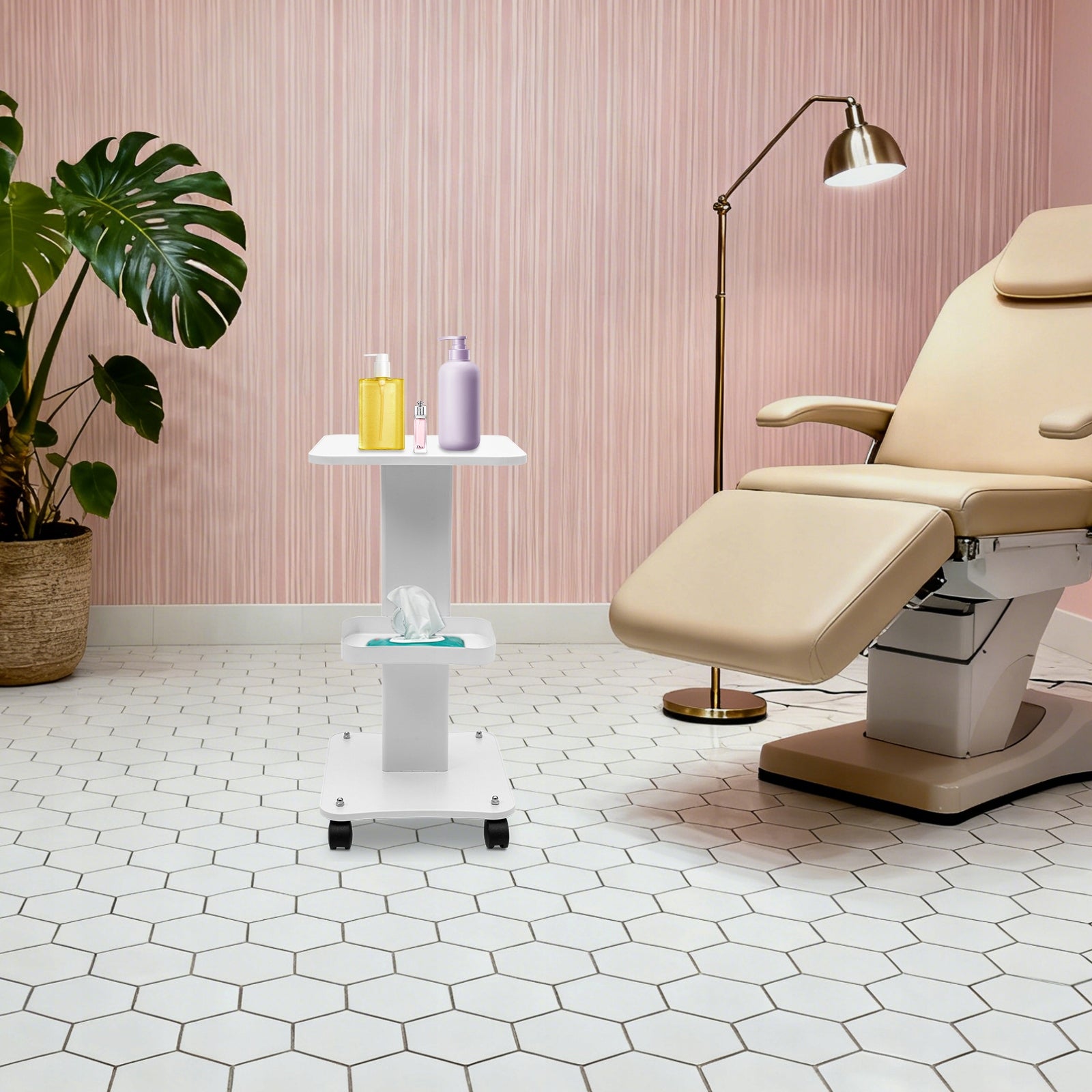 White 38x35x69cm Multifunctional Beauty Cart 40kg Load for Salon Hospital Manufacturer code Multifunctional Beauty Cart