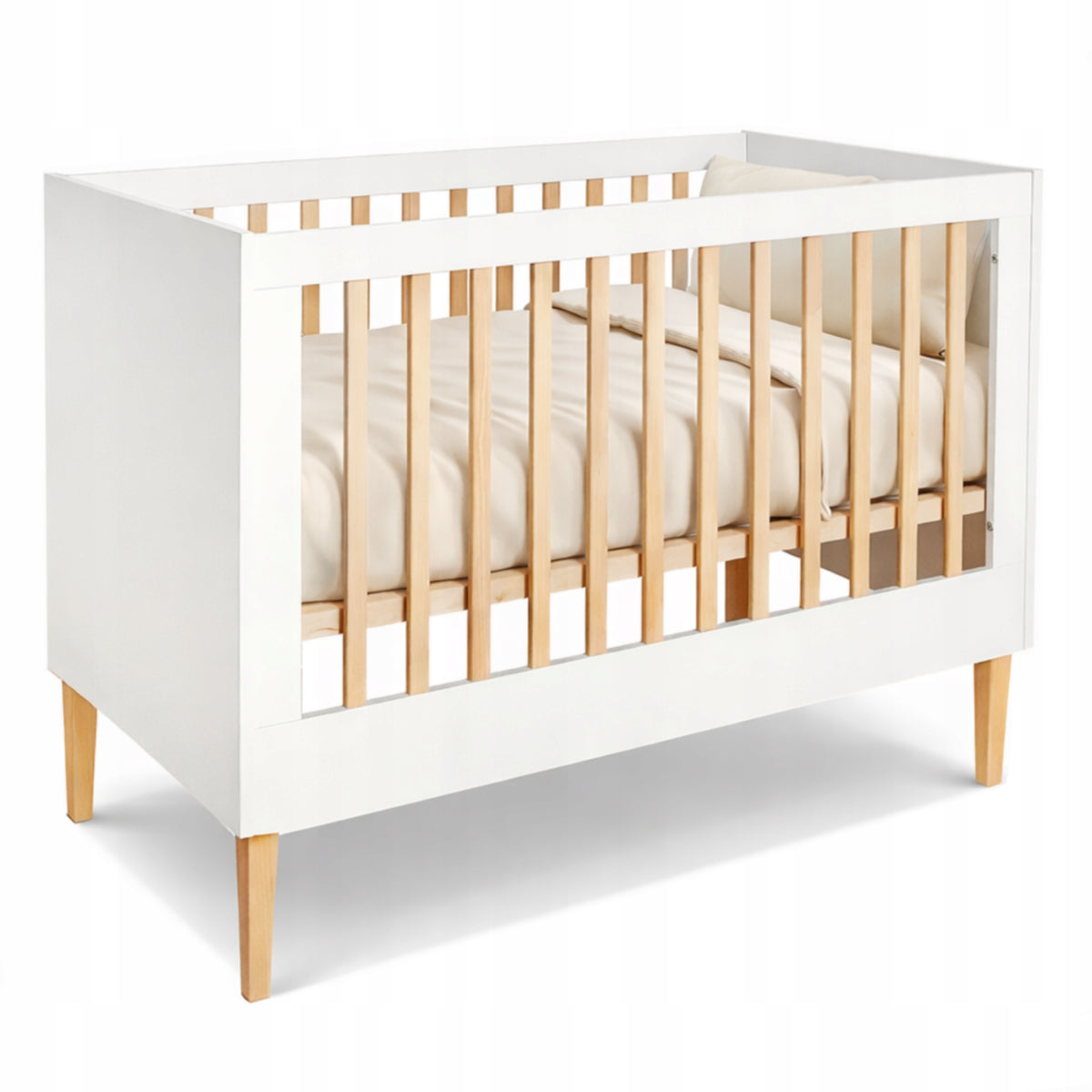 White Baby Crib with Pull-out Rungs - 120x60 cm ILA