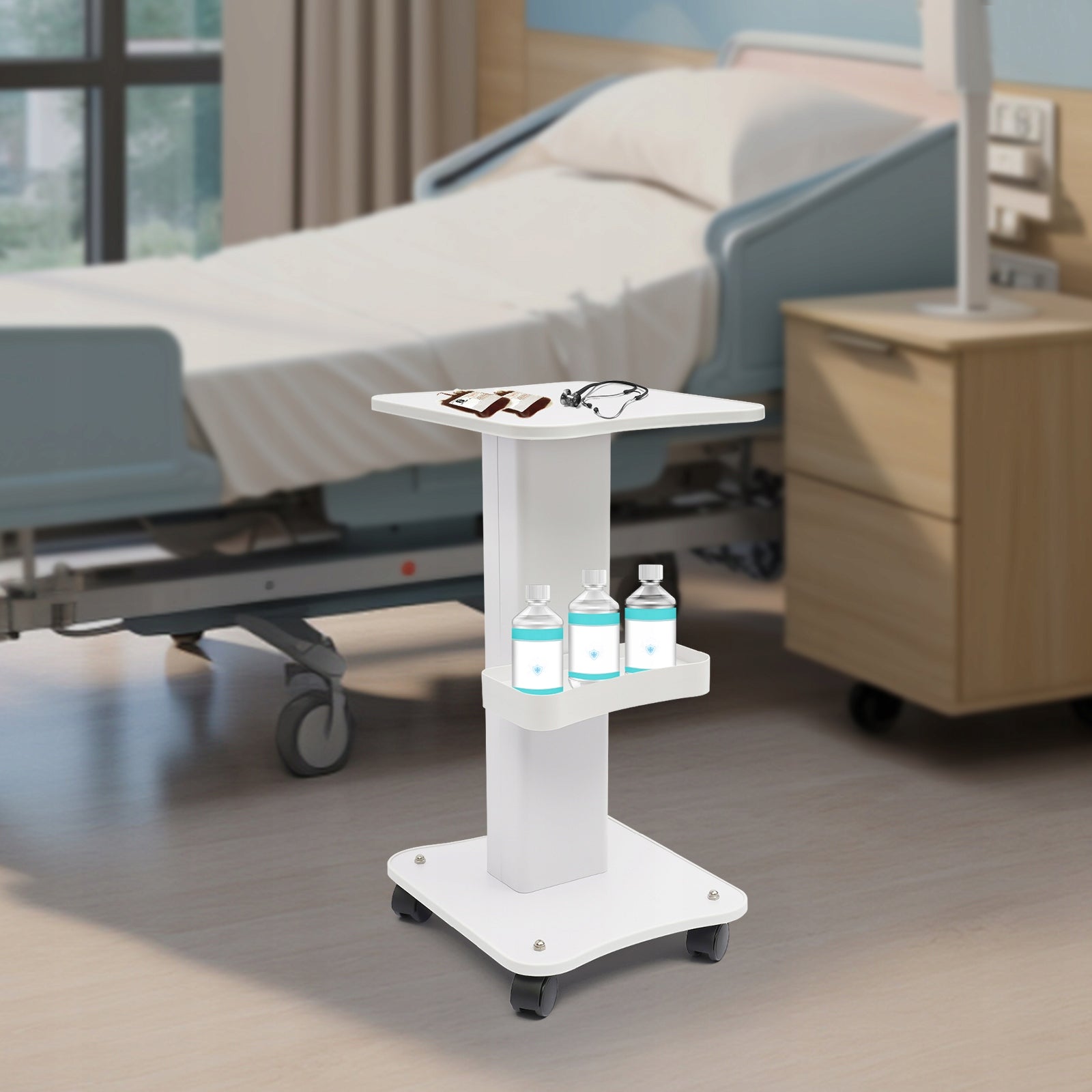 White Beauty Basket SPA Stand Pedestal Wheel Metal ABS 88,18 Pounds Manufacturer code HP-WMTZXL-145