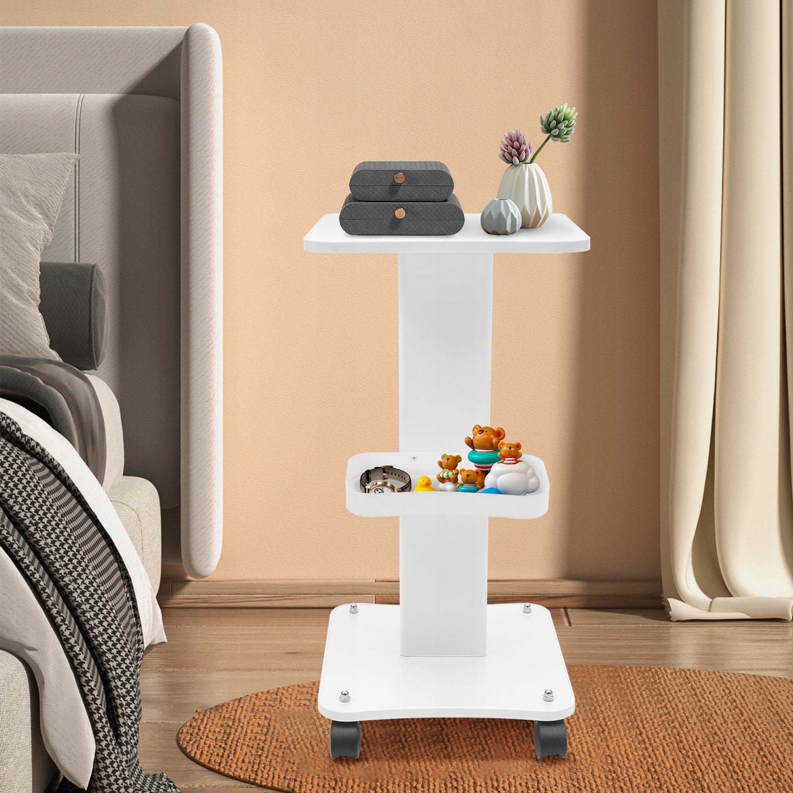 White Beauty Basket SPA Stand Pedestal Wheel Metal ABS 88,18 Pounds Packaging status original