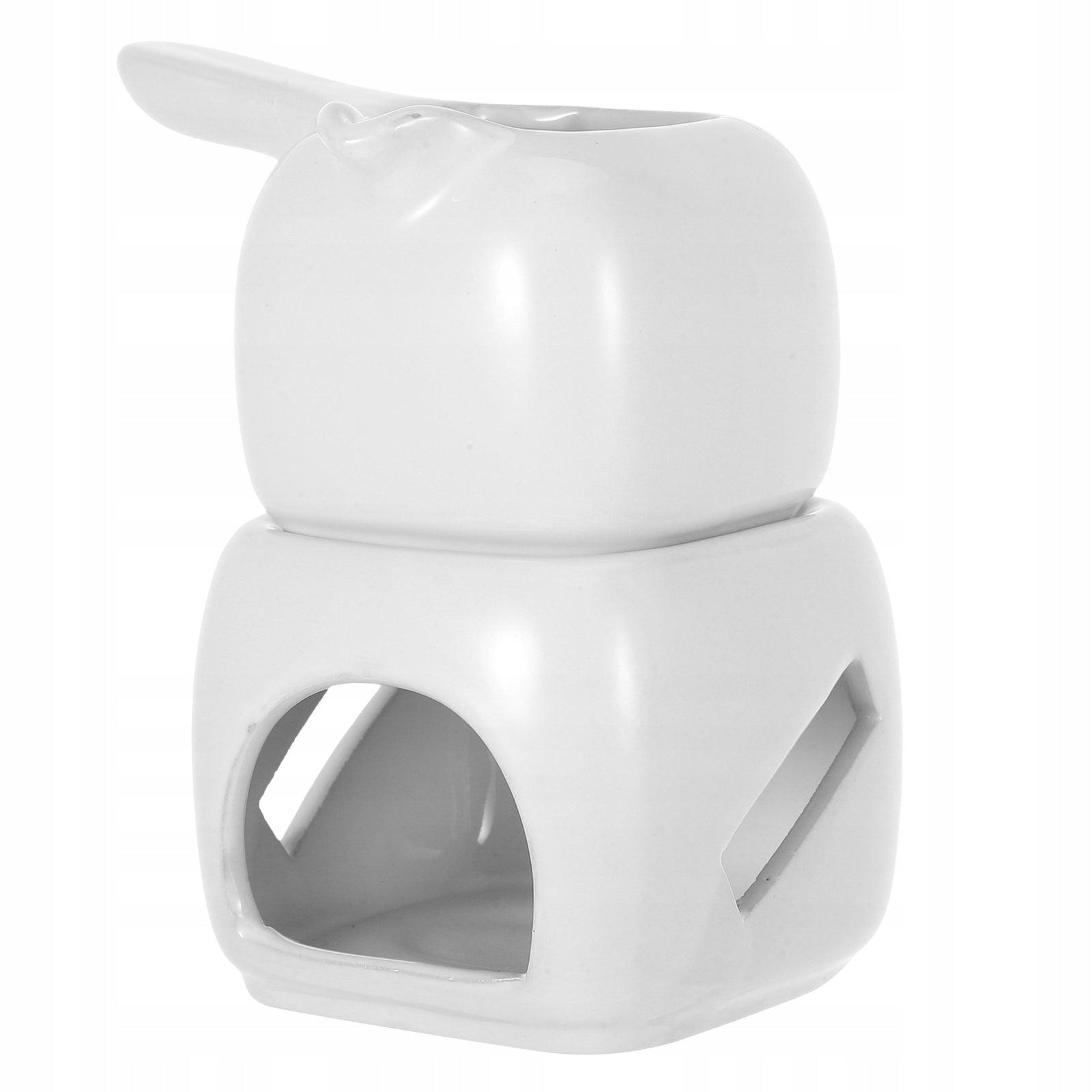 White Ceramic Chocolate Melting Pot Fondue Warmer Multifunctional