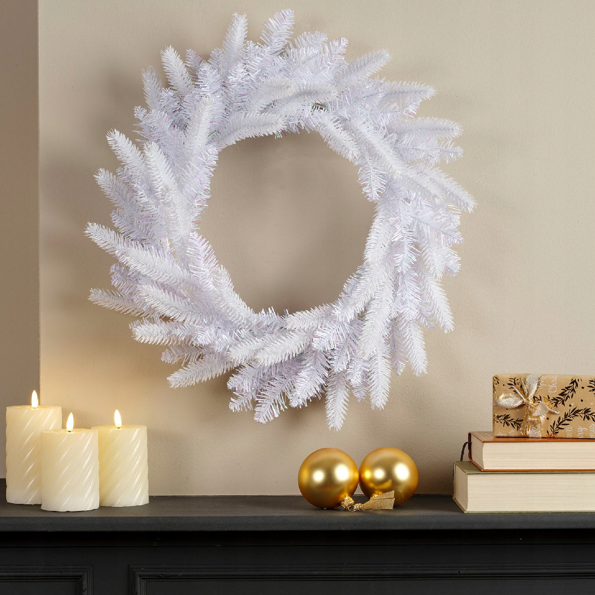 White Christmas Tree Wreath for Christmas Reed 50 cm Decorative Wreath Packaging status original