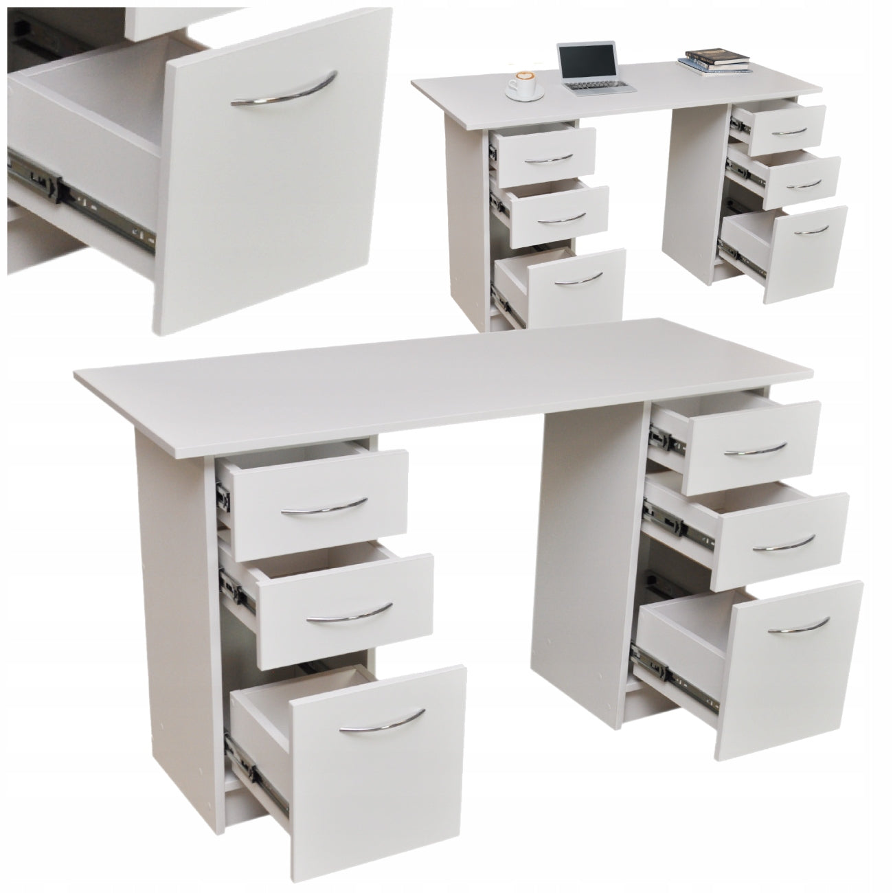 White Cosmetic Desk Modern With Drawers Convenient For Manicure