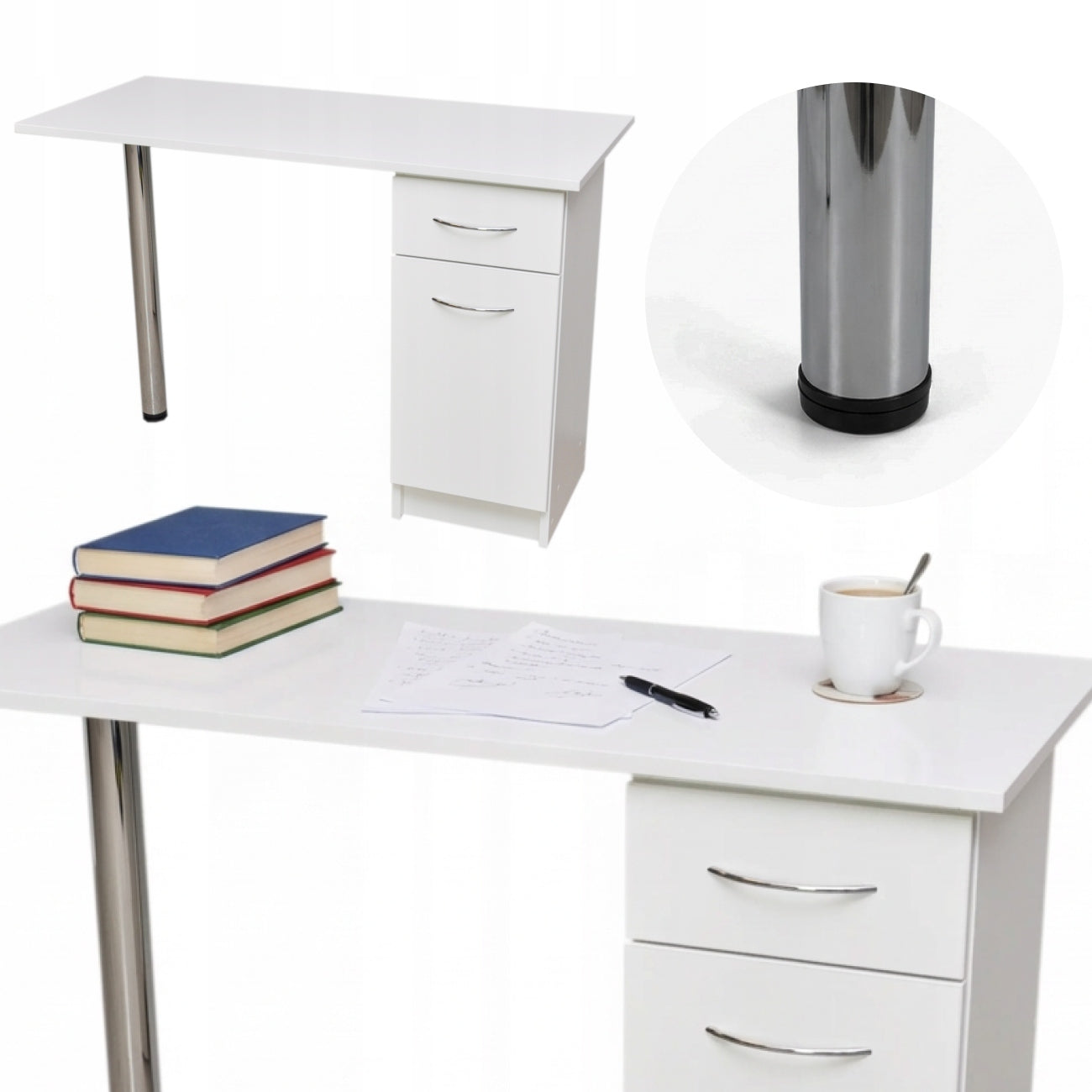 White Cosmetic Desk With Drawer 110x50cmi Manicure Table Comfortable
