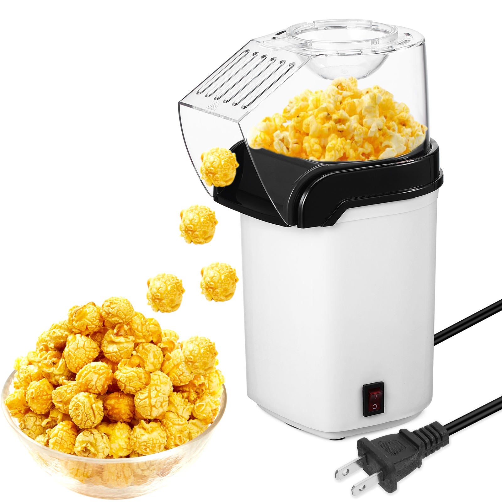 White Electric Hot Air Popcorn Maker Compact Party Machine for Home Brand no brand