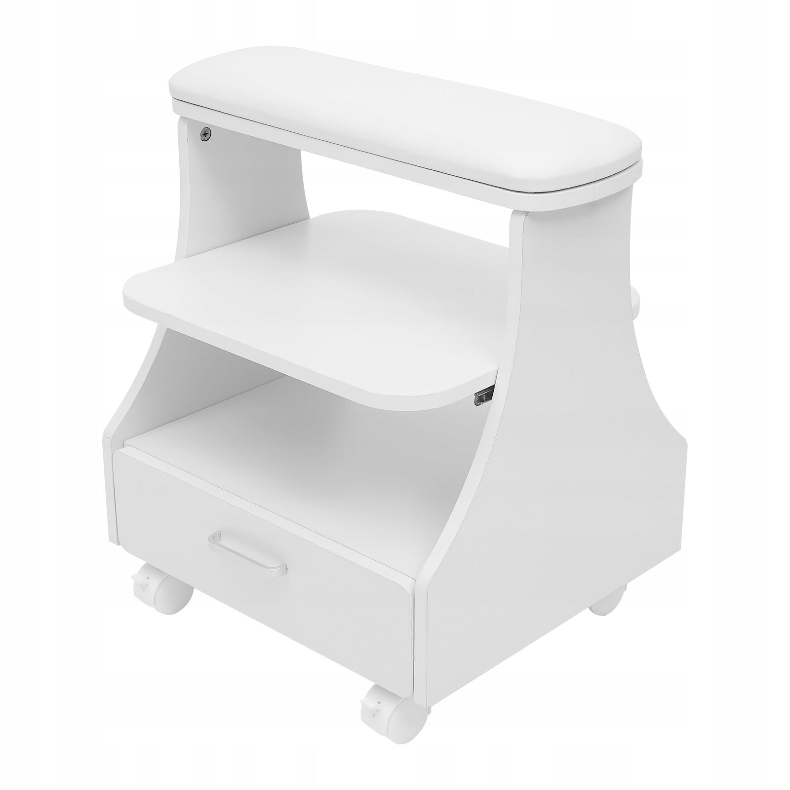White Feet Rest Pedicure Manicure Funiture Trolley with Wheels 20kg Load