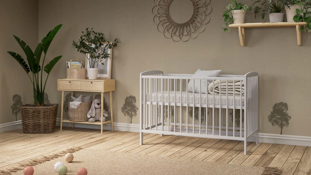 White baby cot Andrew 120x60 pine EU standard high quality Brand Senmalucha
