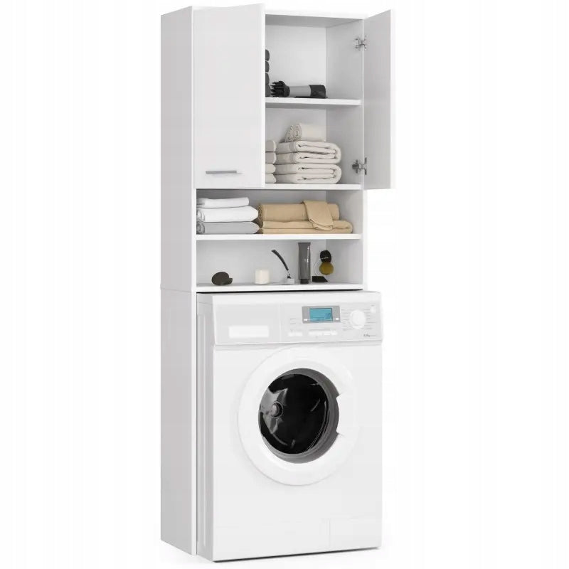 White bathroom cabinet above the washing machine, 4 shelves, 180 cm Brand Akord
