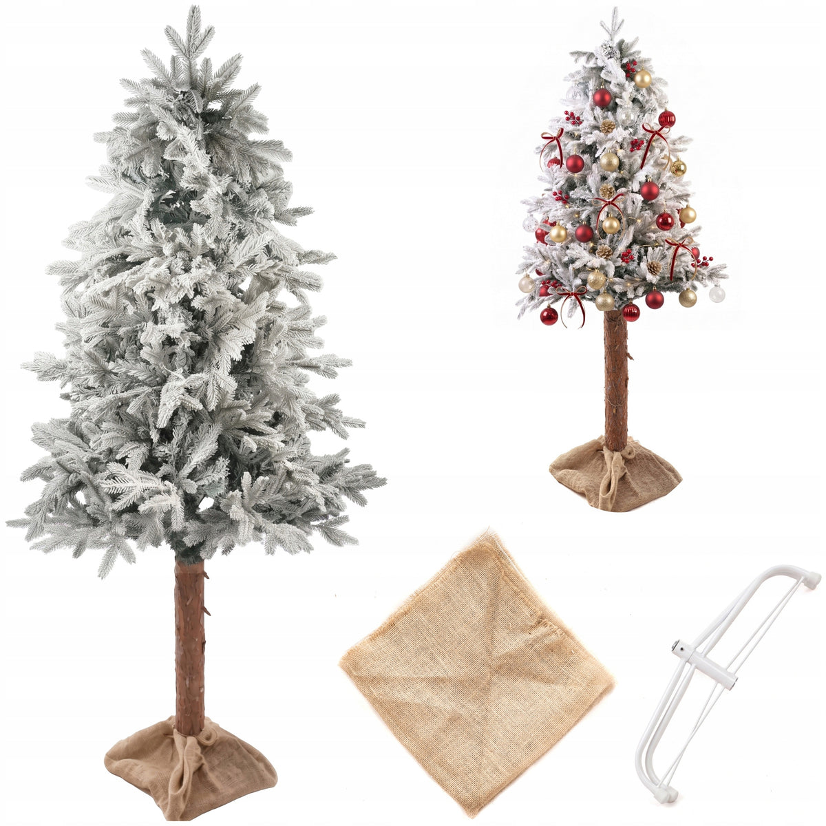 White dense Christmas tree infused artificial frost PE on the trunk snow-covered 180 cm