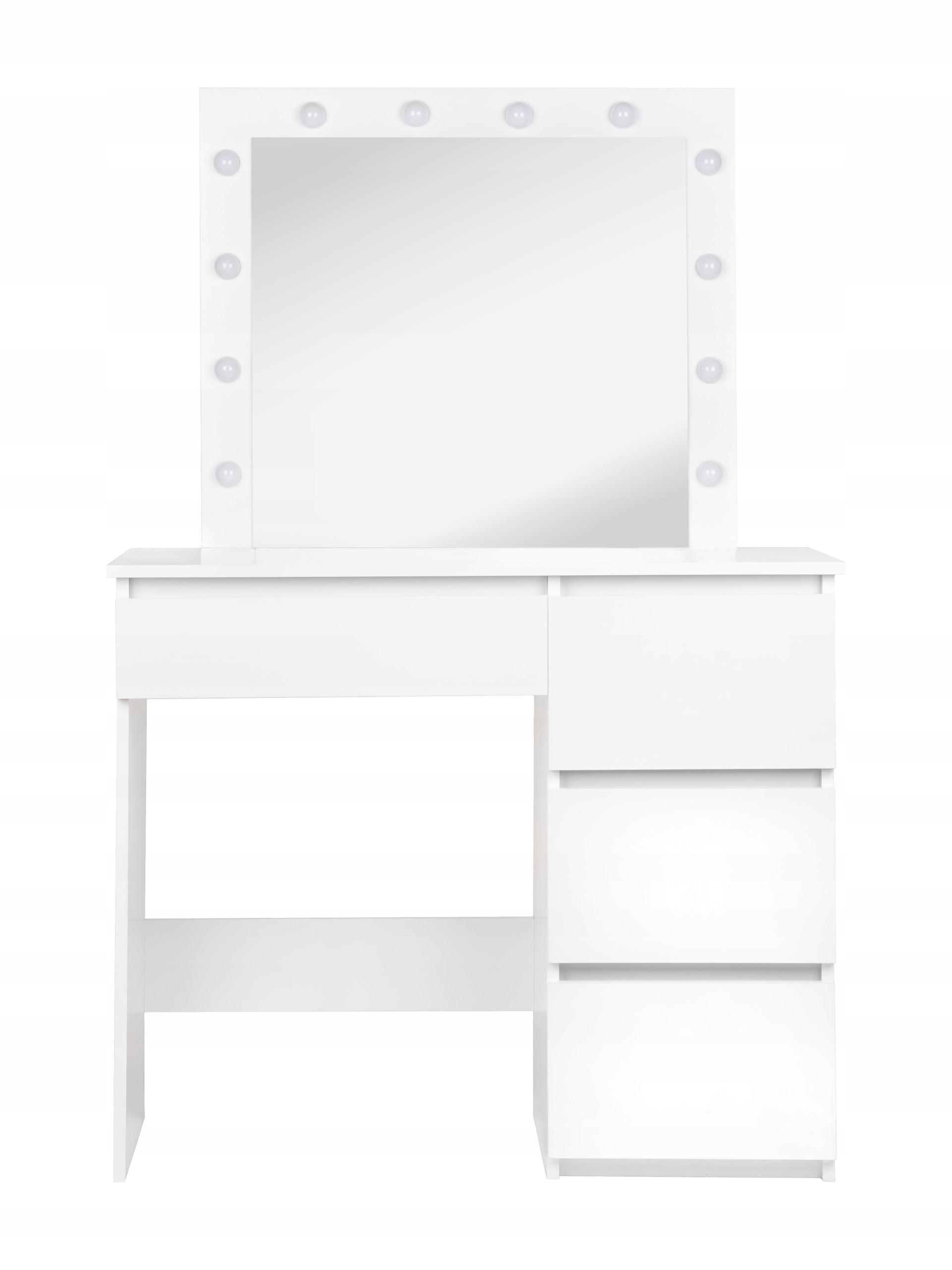 White dressing table cosmetic with large mirror for makeup 12xLED FUNFIT Furniture color white