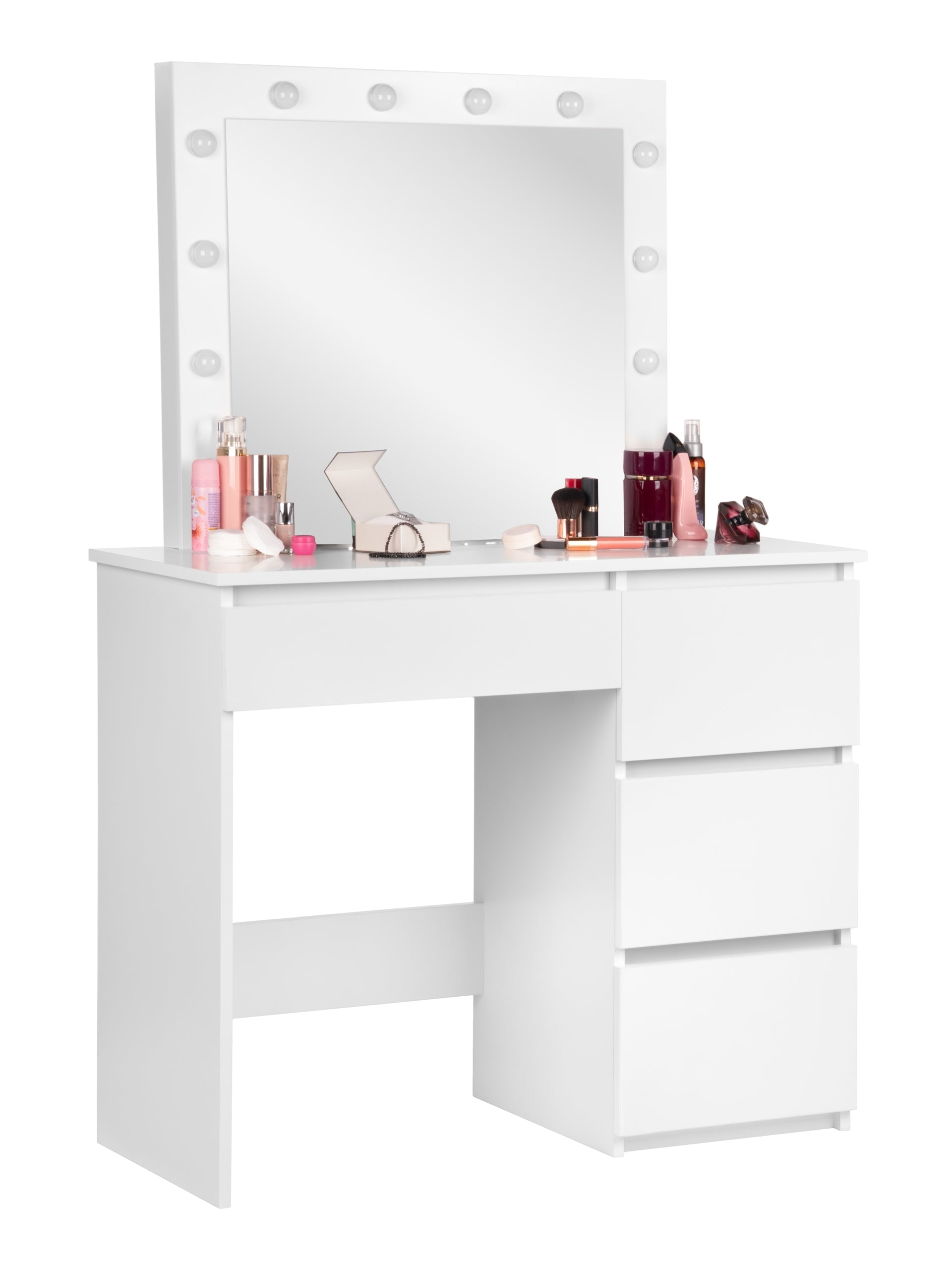 White dressing table cosmetic with large mirror for makeup 12xLED FUNFIT