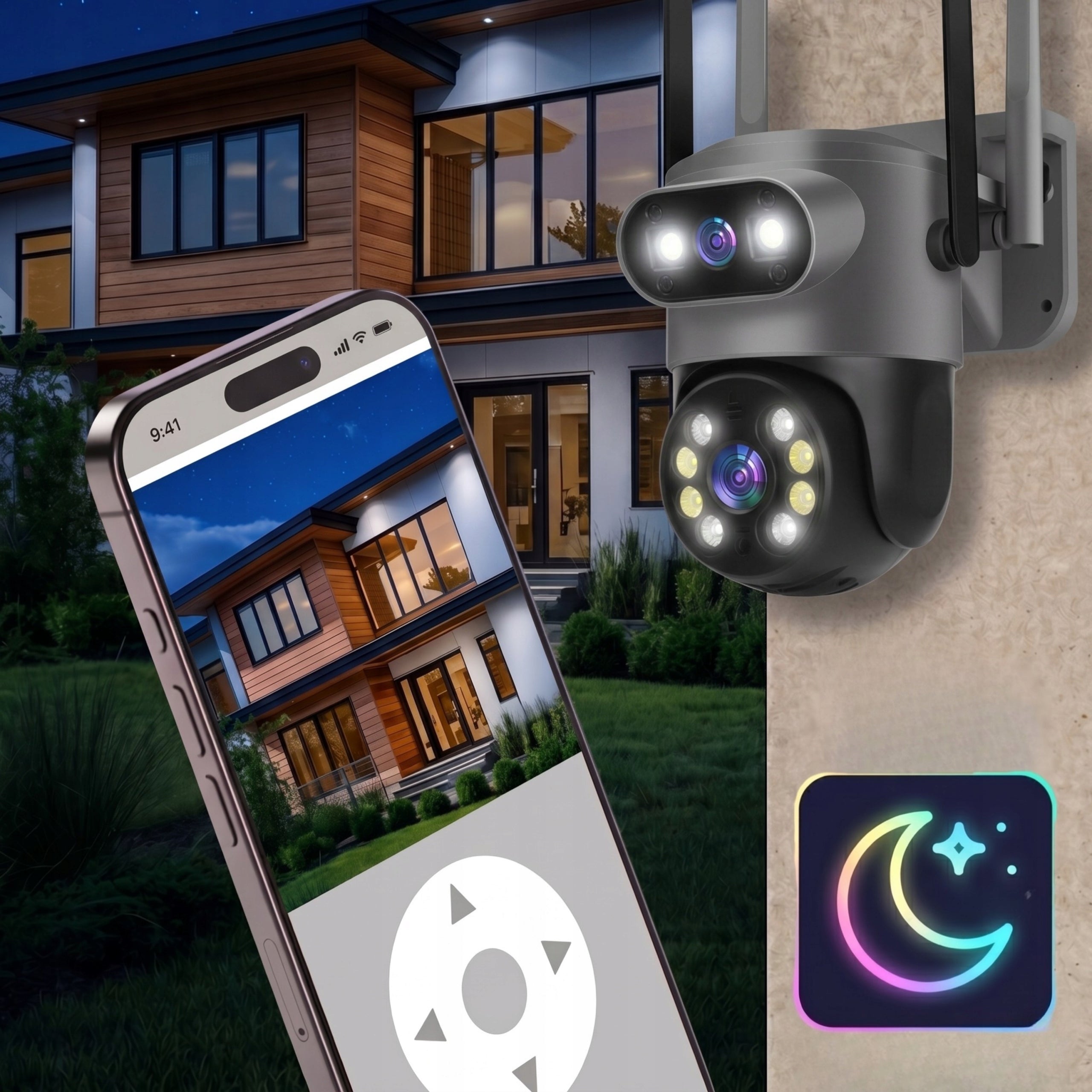 WiFi Camera Outdoor Rotating 10MPx Dual Alarm Zoom Detection Manufacturer code KAMERA ZEWNĘTRZNA OBROTOWA WiFi 10 MPX