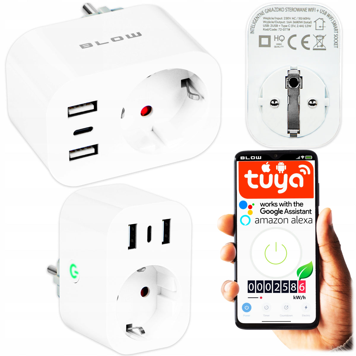 WiFi SOCKET SMART TUYA PROGRAMMER WATTMETER USB C SOCKET A