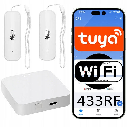 WiFi Weather Station With Two RF Tuya Temperature And Humidity Sensors