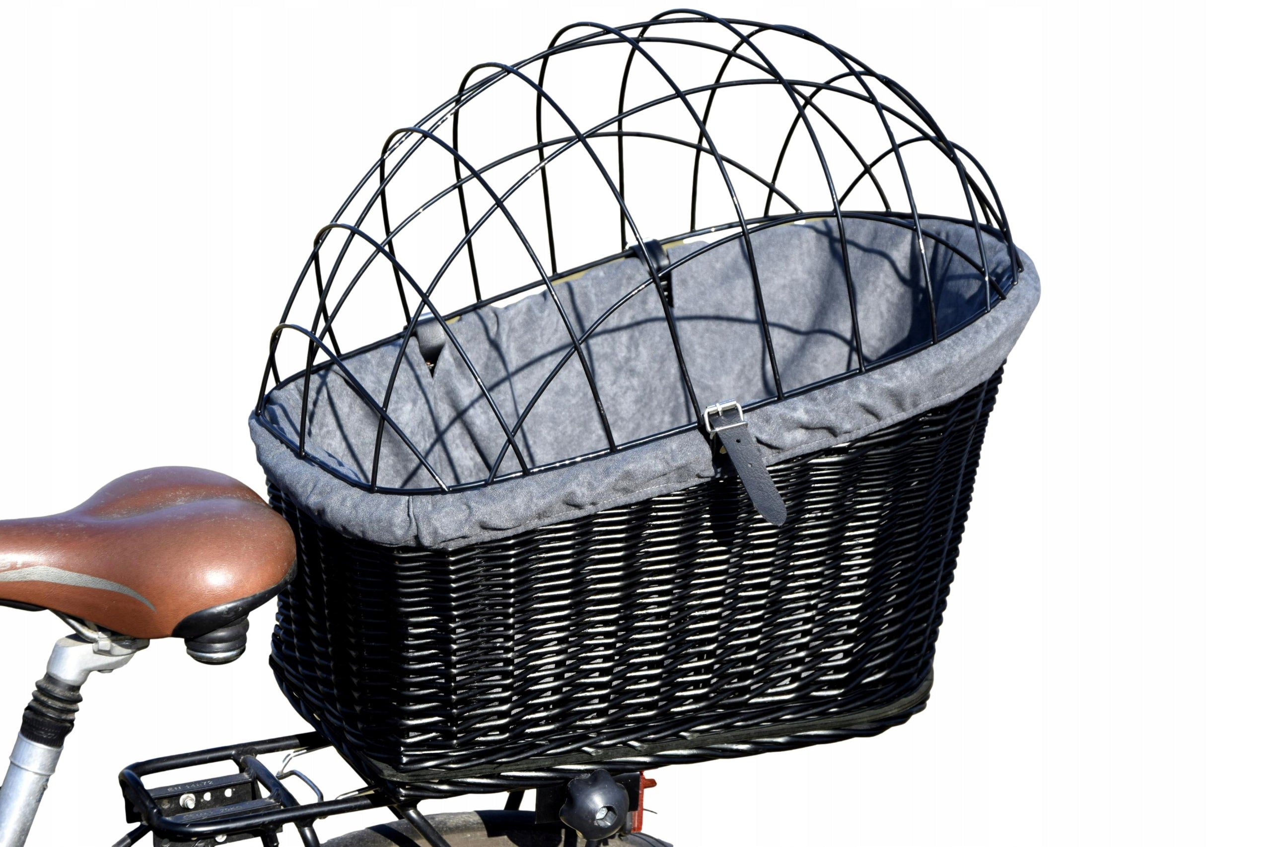 Wicker basket with bicycle trim dog carrier DARK ASH