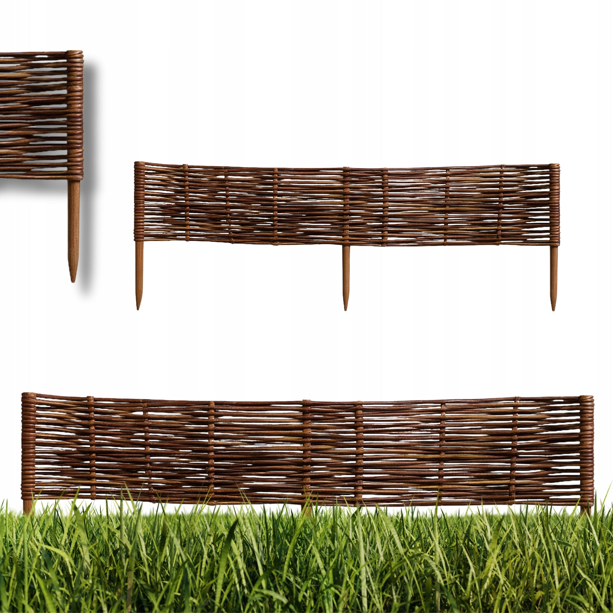 Wicker garden edging. Garden palisade. Wicker fence 100x20cm
