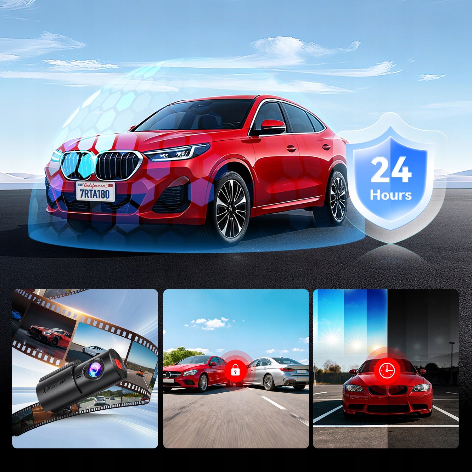 Wideorejestrator 4K Front Recording Redtiger A1, Loop, G-Sensor 24H Parking Viewing angle 120°