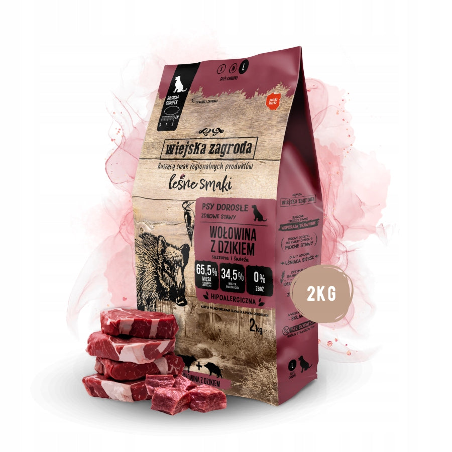 Wiejska Zagroda FOREST FLAVORS Dog food BEEF BOAR Large breeds L 2kg