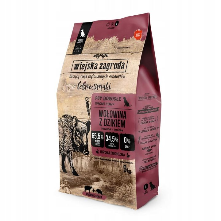 Wiejska Zagroda FOREST FLAVORS Dog food BEEF BOAR Large breeds L 9kg Brand Wiejska Zagroda