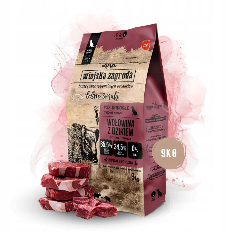 Wiejska Zagroda FOREST FLAVORS Dog food BEEF BOAR Large breeds L 9kg